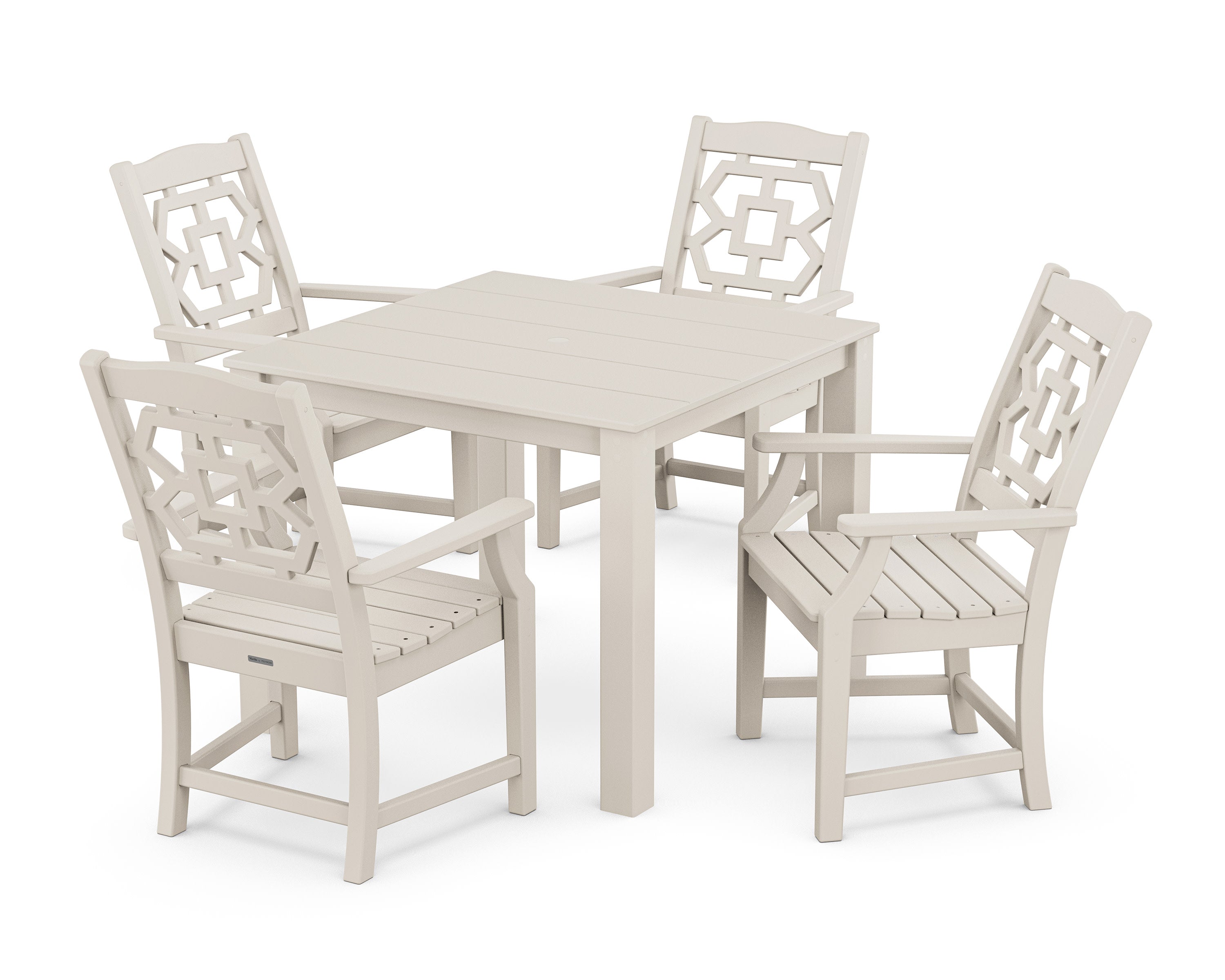 Chinoiserie 5-Piece Parsons Dining Set in Sand