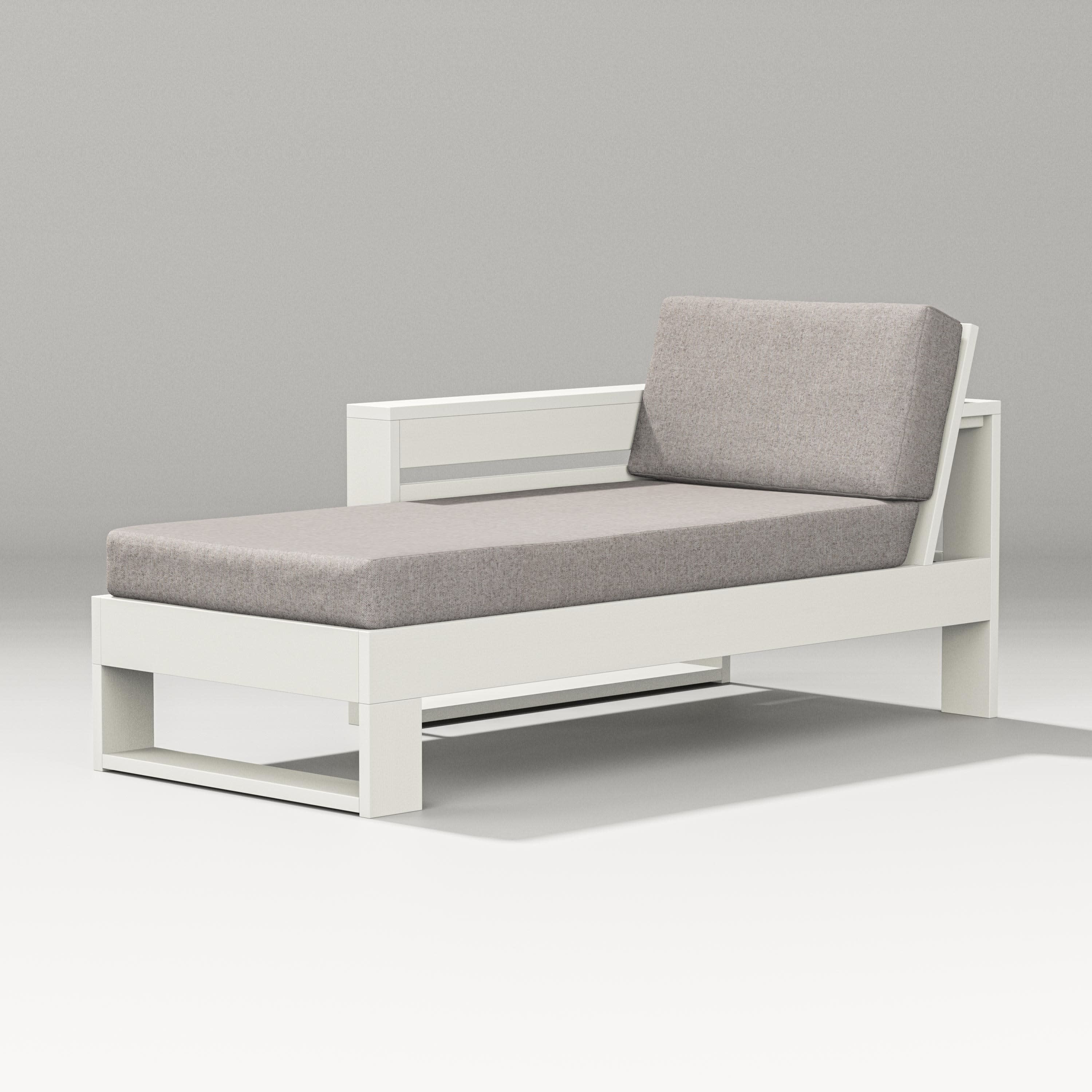 Latitude Modular Left Arm Chaise in Vintage White / Weathered Tweed