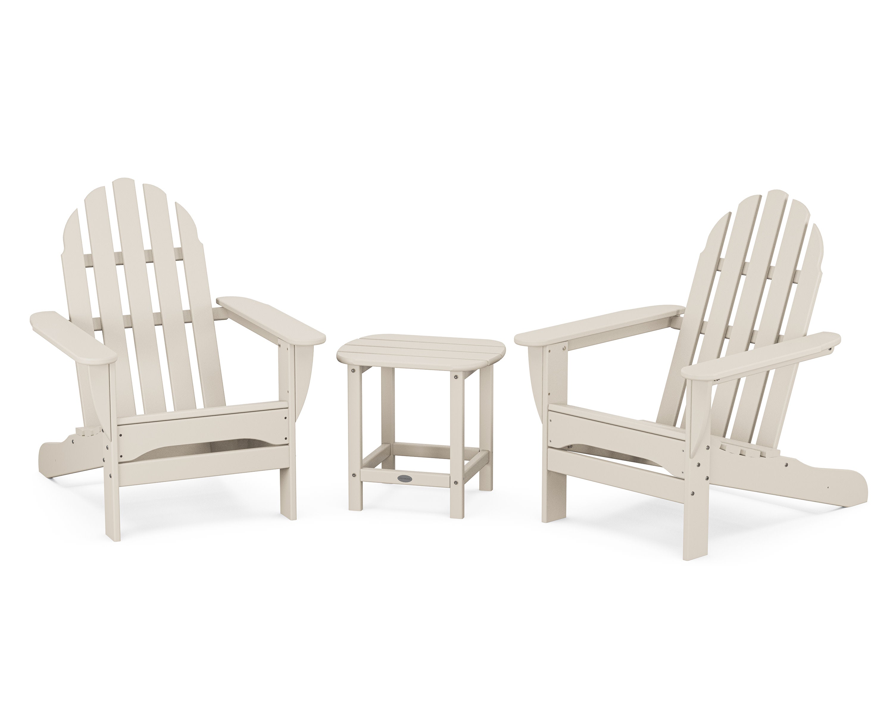 Classic Adirondack 3-Piece Set with South Beach 18" Side Table in Sand