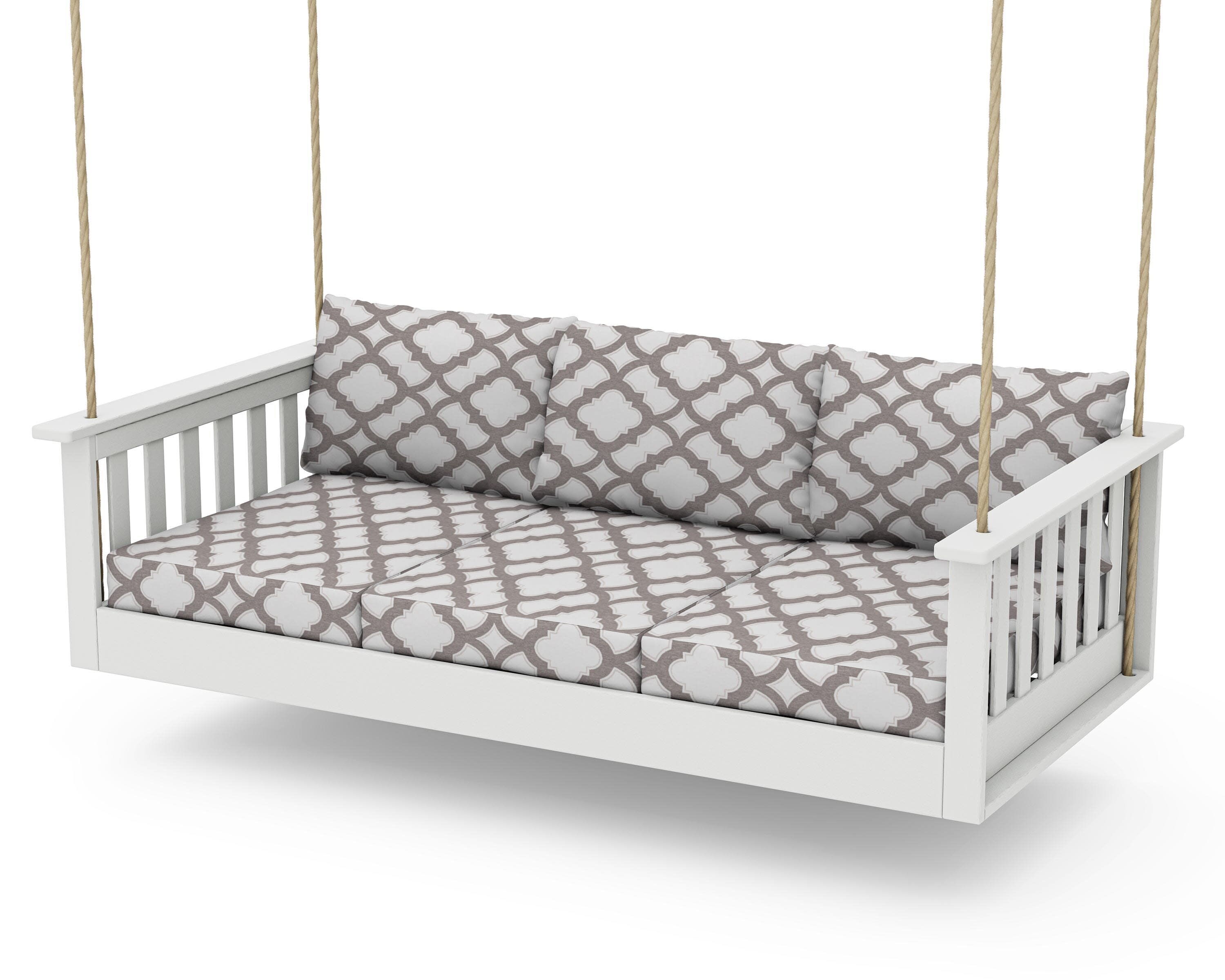Vineyard Daybed Swing in Vintage White / Trellis Grey Mist
