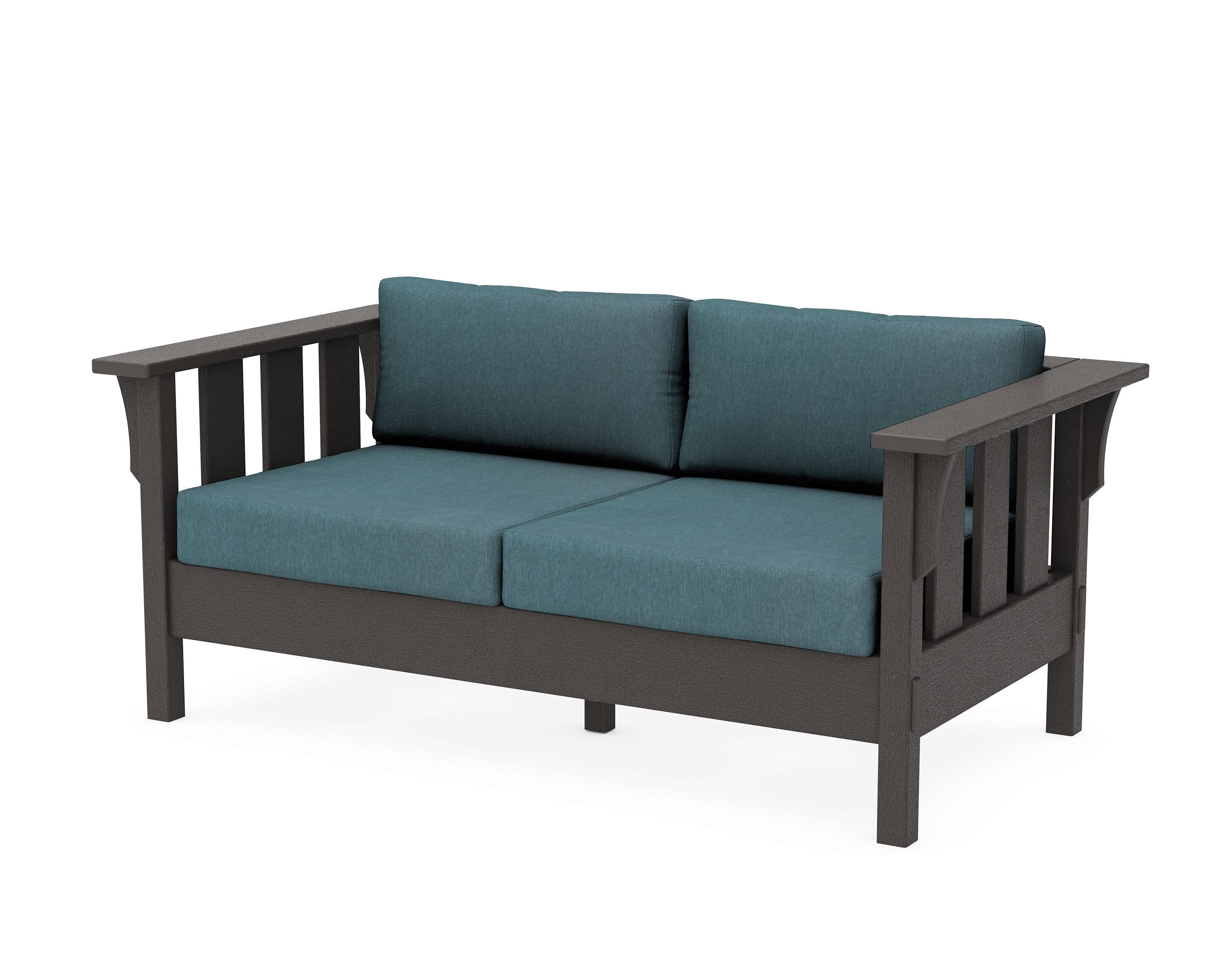 Acadia Deep Seating Loveseat in Vintage Coffee / Ocean Teal