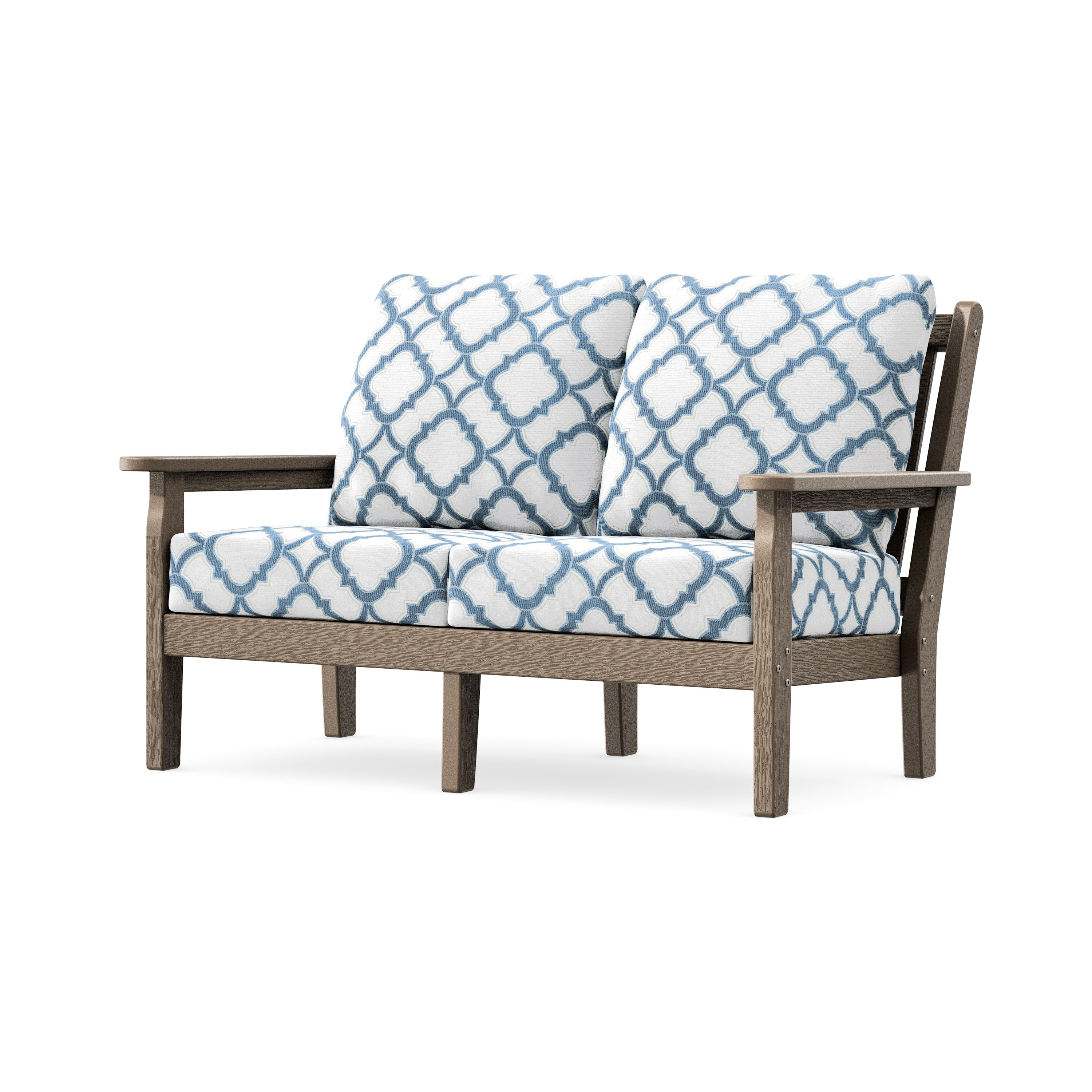Chippendale Deep Seating Loveseat in Vintage Sahara / Trellis Sky Blue