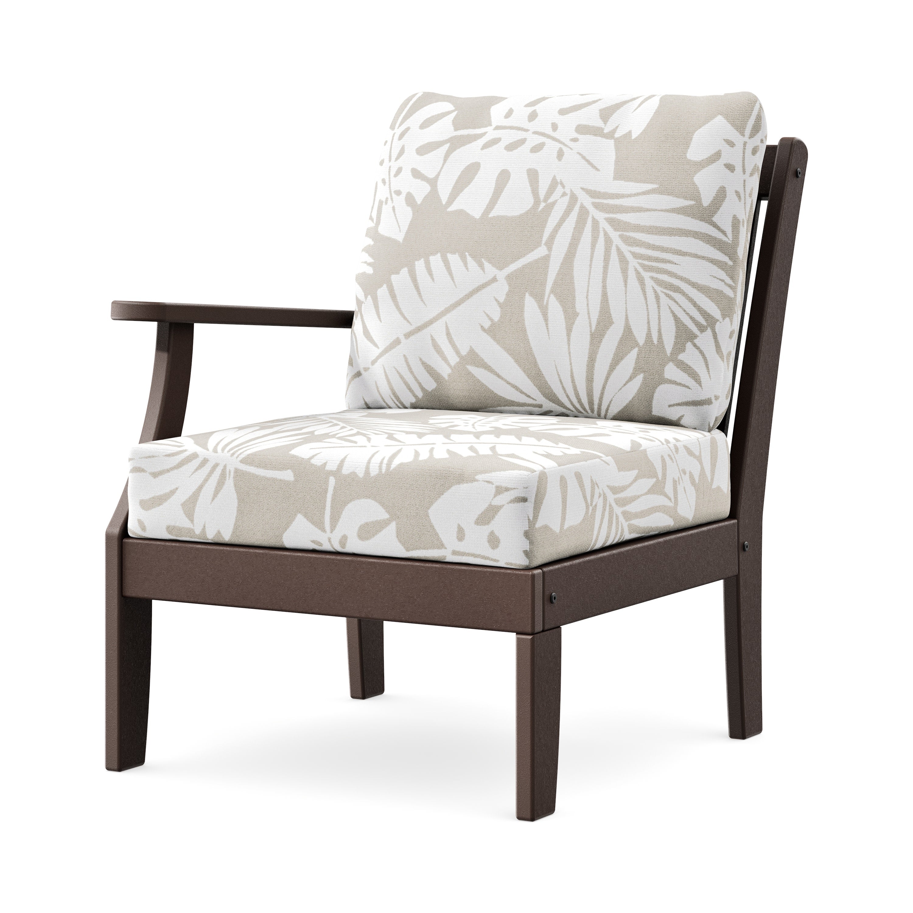 Braxton Modular Left Arm Chair in Mahogany / Leaf Dune Burlap