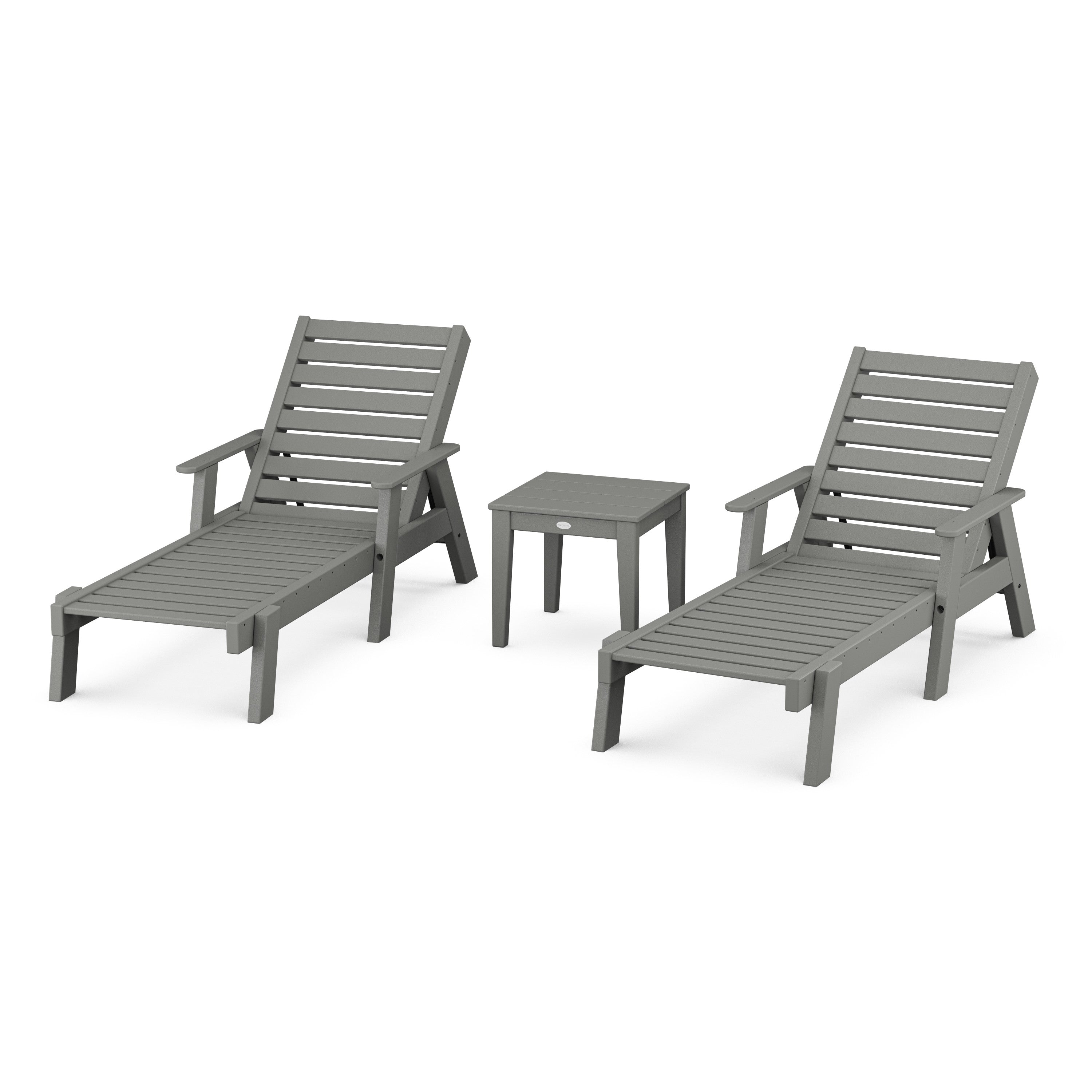 Captain Chaise 3-Piece Set with Arms in Slate Grey