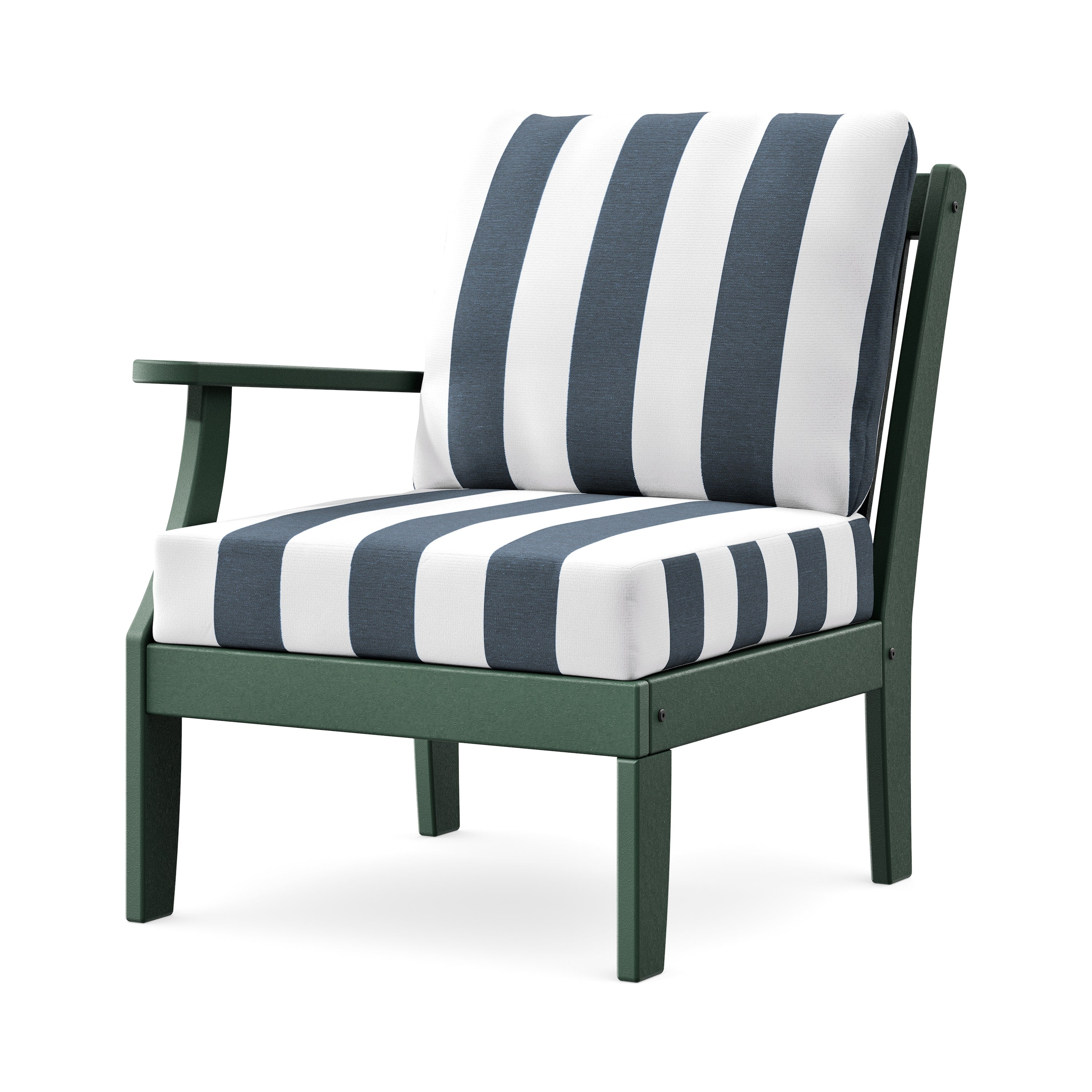 Braxton Modular Left Arm Chair in Green / Cabana Stripe Marine Indigo