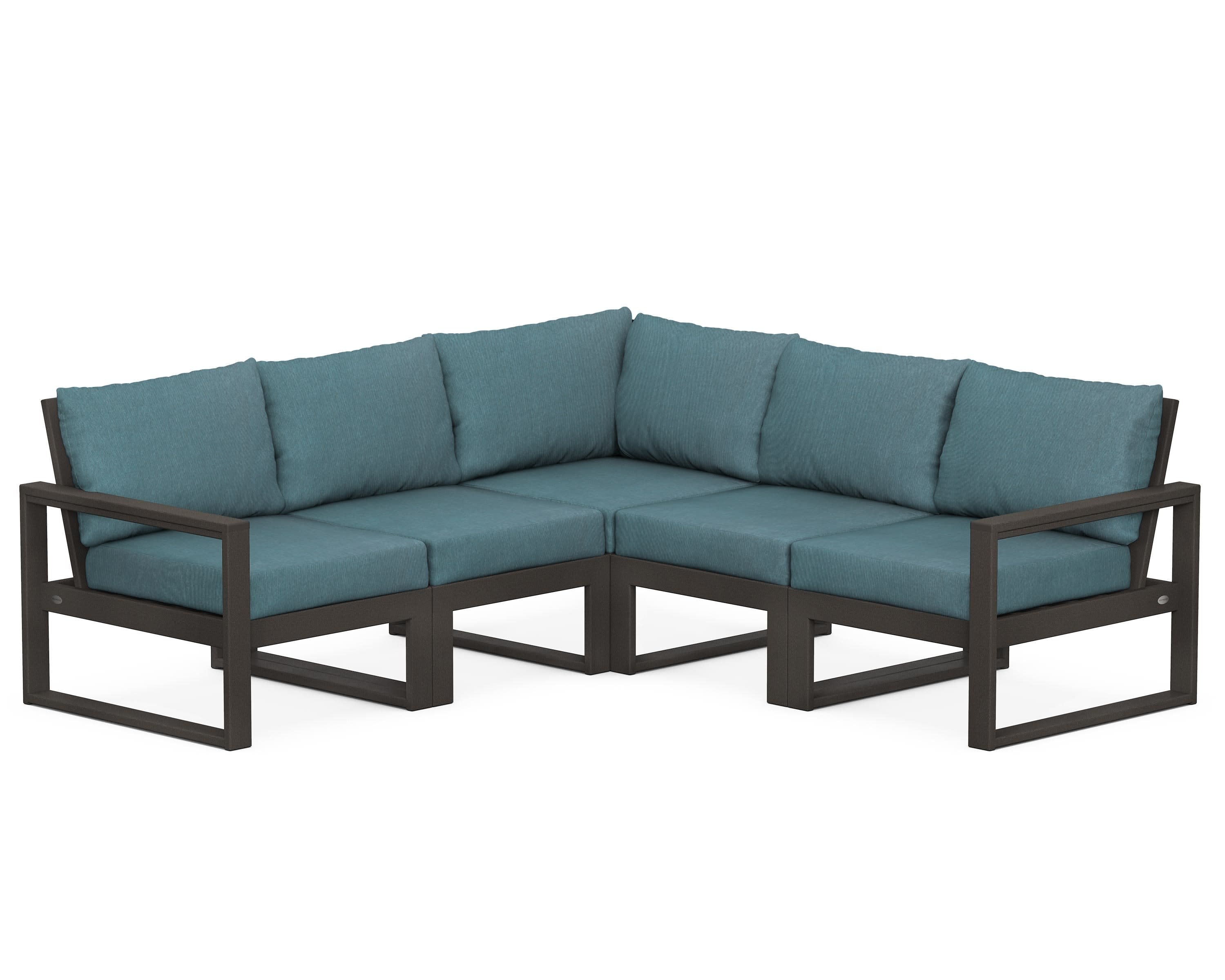 EDGE 5-Piece Modular Deep Seating Set in Vintage Coffee / Ocean Teal