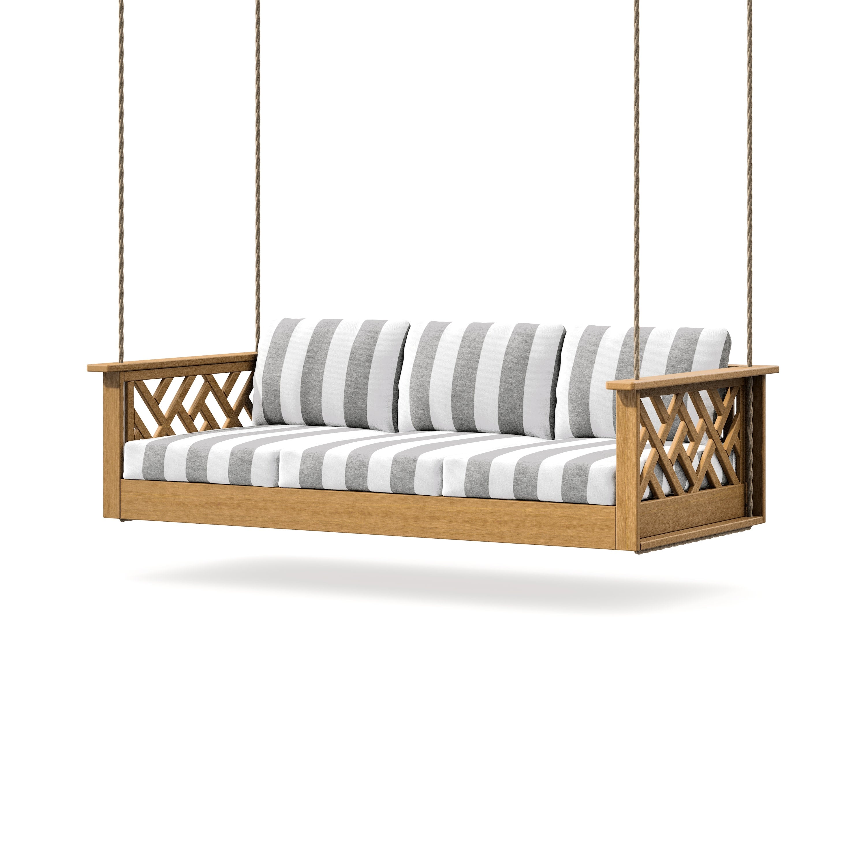 Chippendale Daybed Swing in Natural / Cabana Stripe Grey Mist