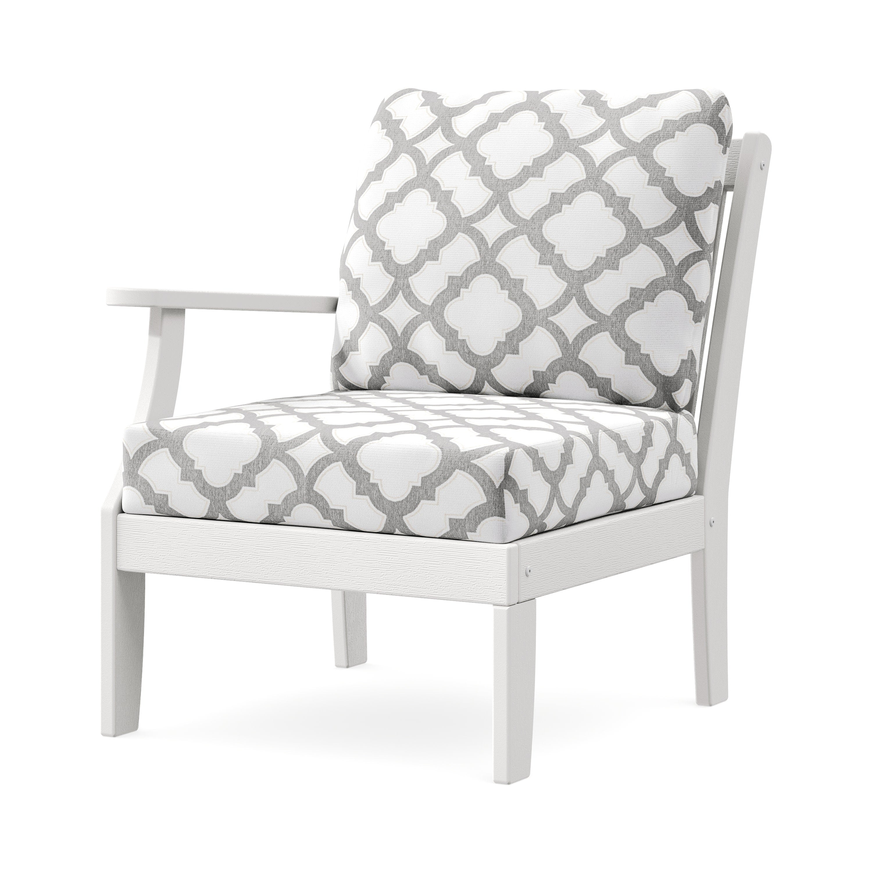 Braxton Modular Left Arm Chair in Vintage White / Trellis Grey Mist