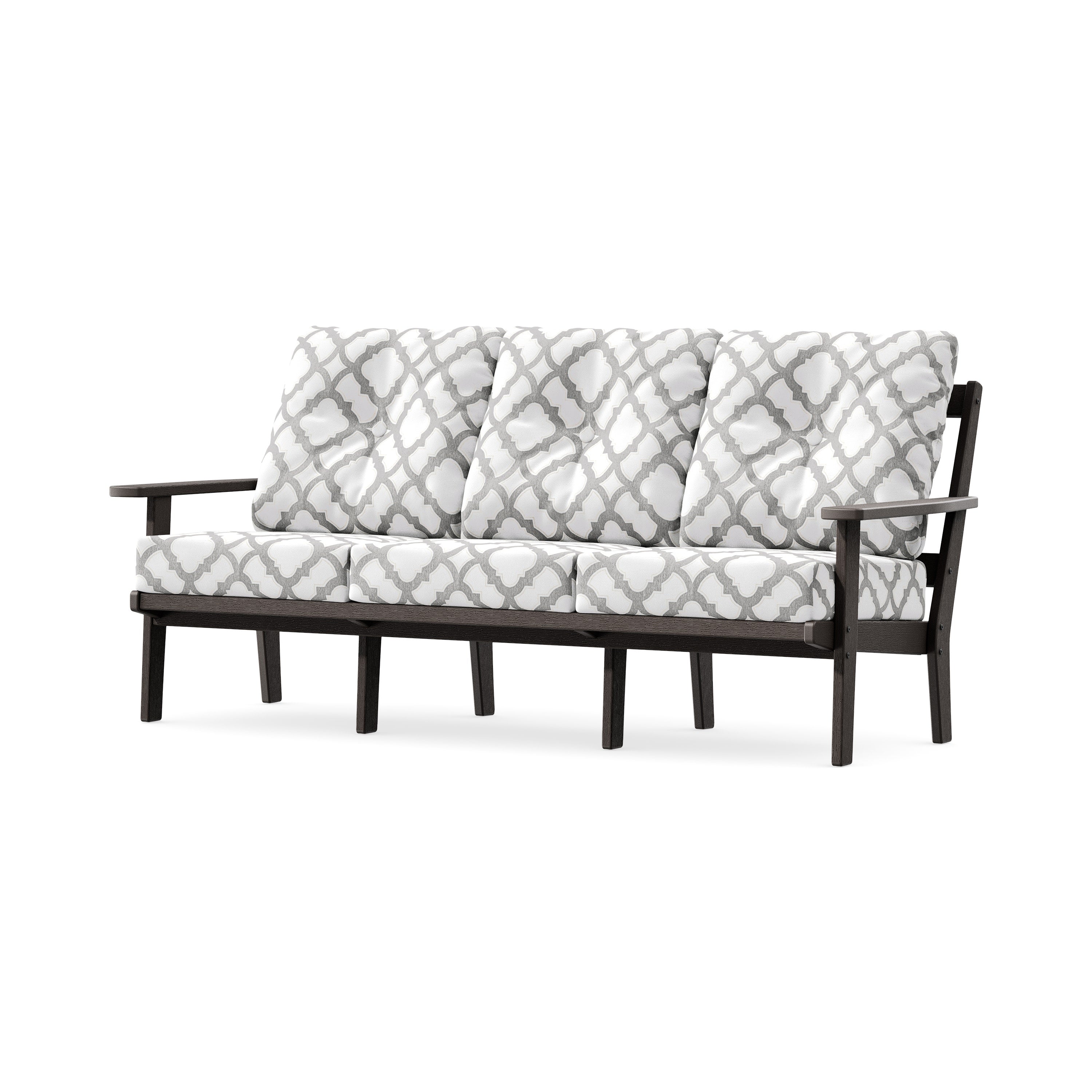 PrairieDeep Seating Sofa in Vintage Coffee / Trellis Grey Mist