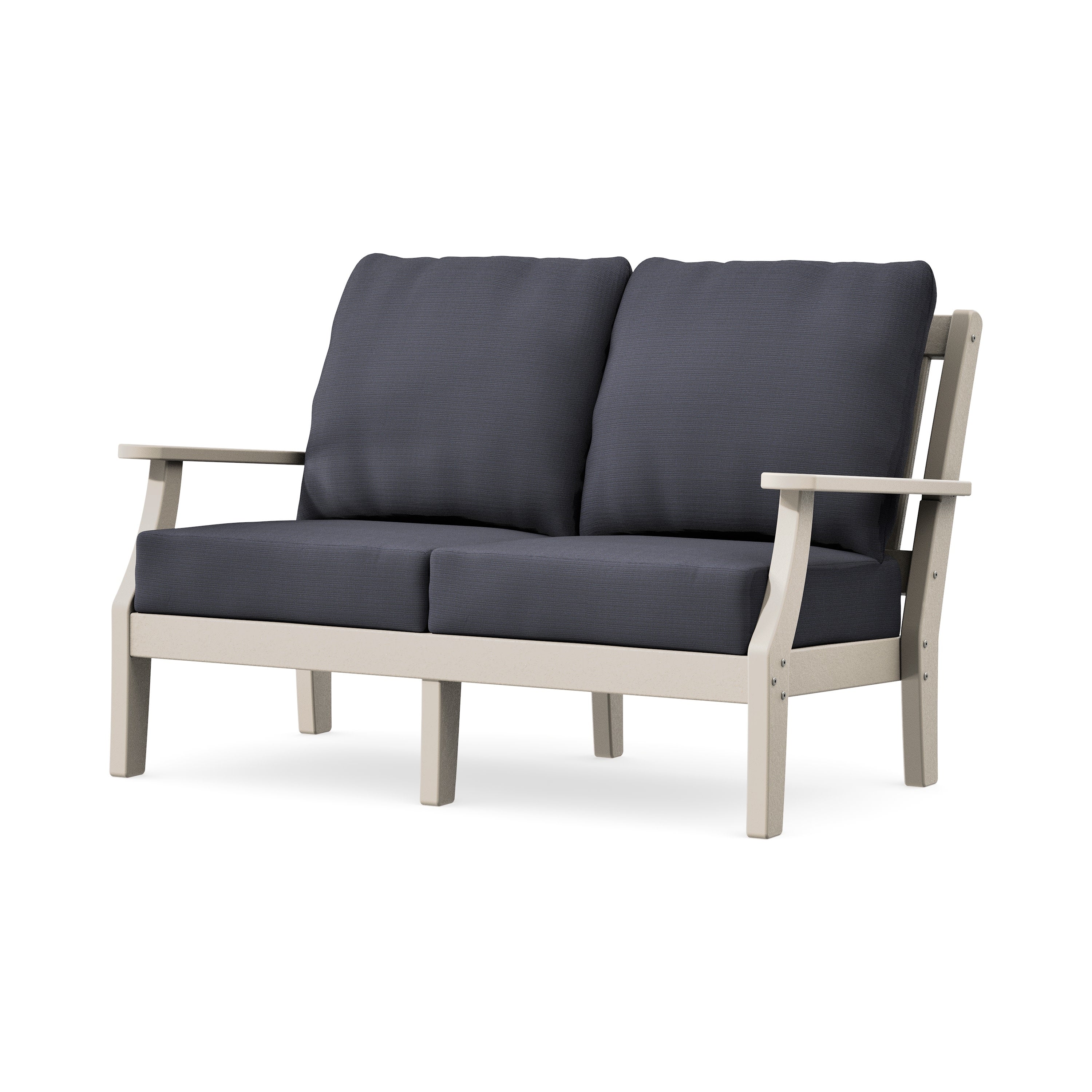 Chinoiserie Deep Seating Loveseat in Sand / Midnight Linen