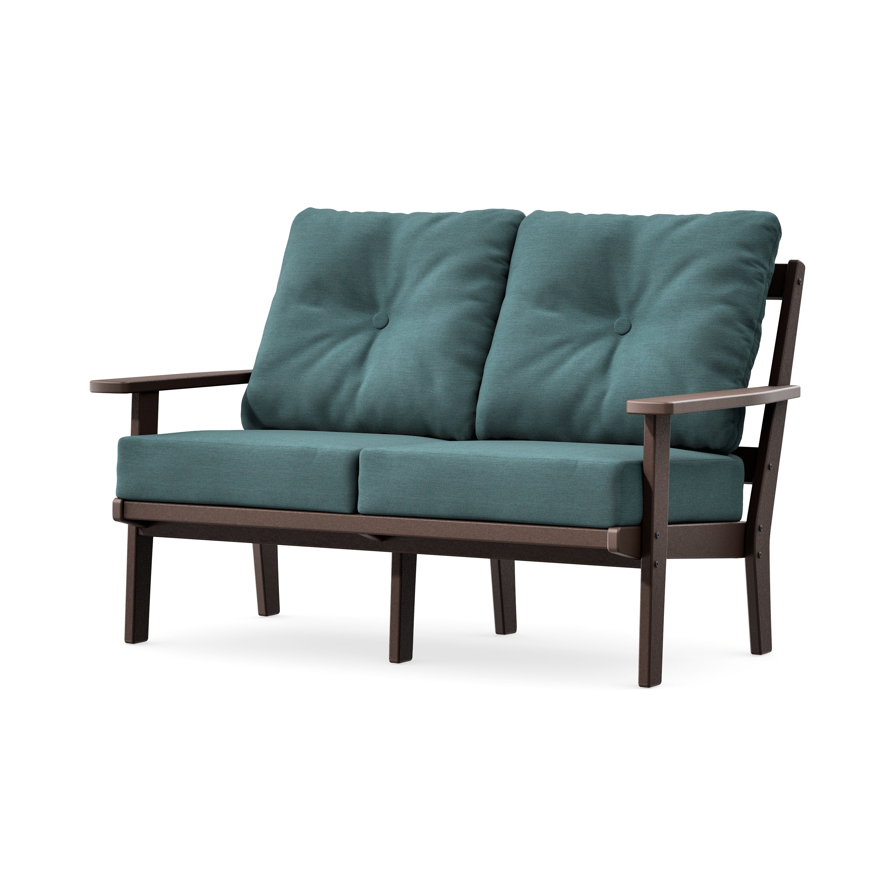 Prairie Deep SeatingLoveseat in Mahogany / Ocean Teal