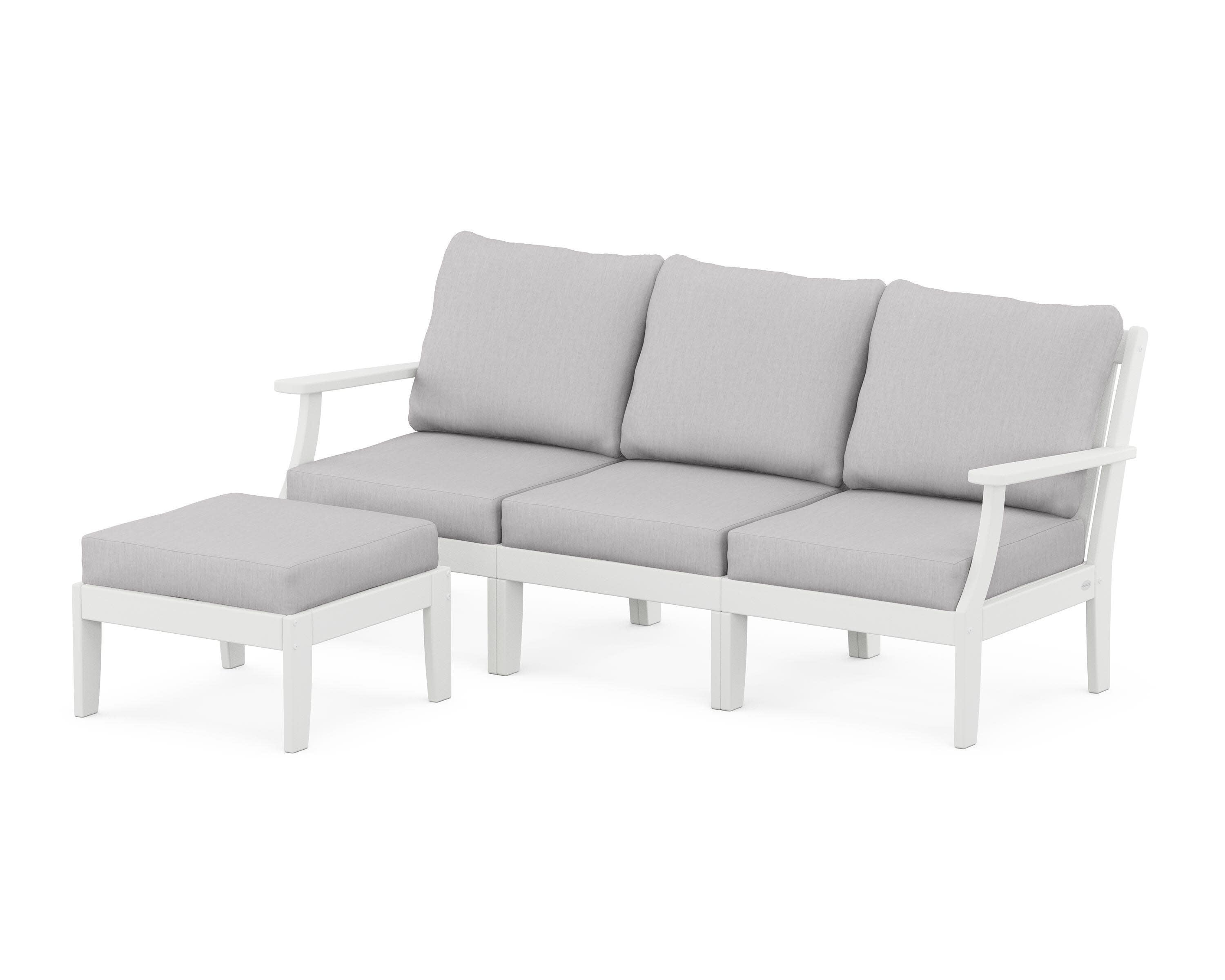 Braxton Modular 4-Piece Deep Seating Set with Ottoman in White / Granite
