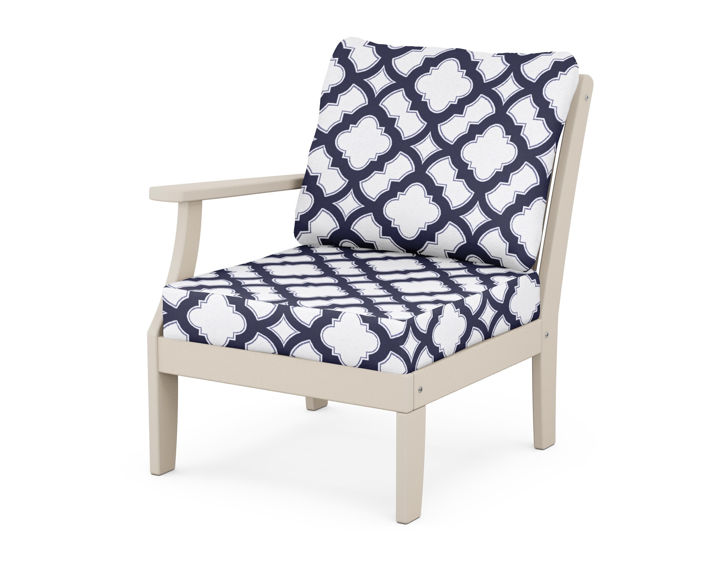Braxton Modular Left Arm Chair in Sand / Trellis Navy