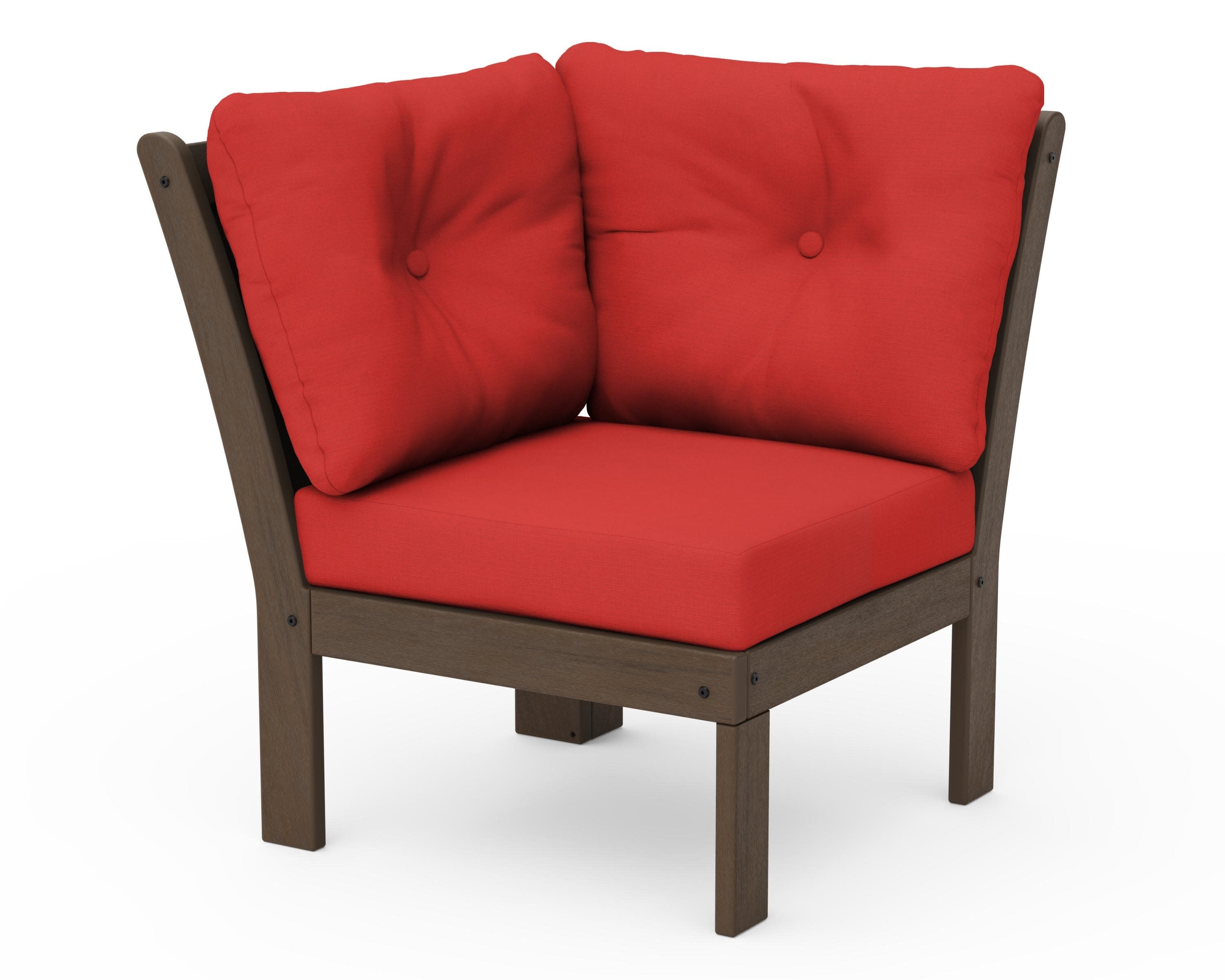 Vineyard Modular Corner Chair in Kona / Crimson Linen