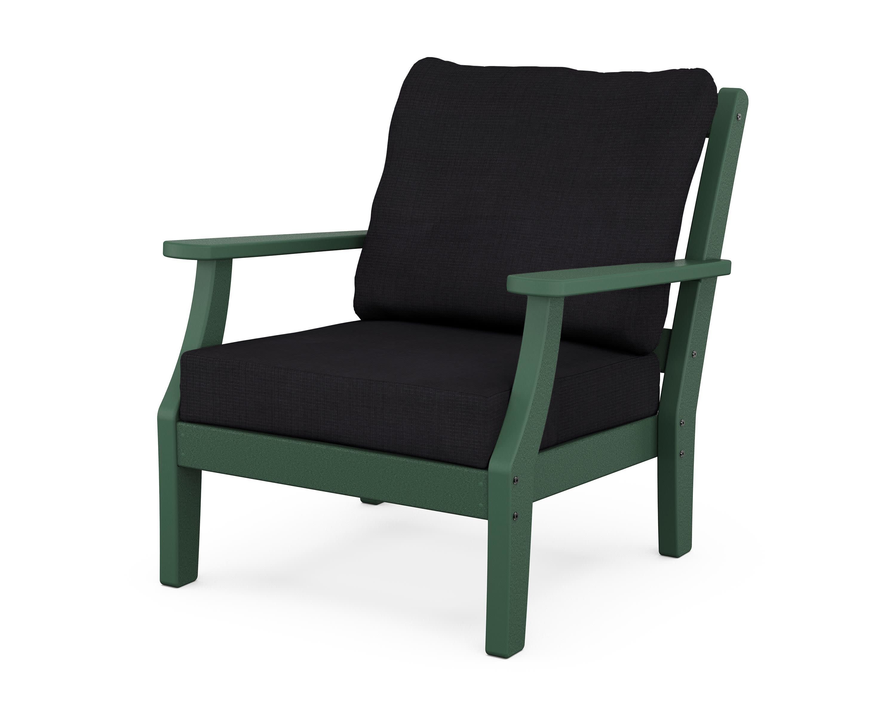 Chinoiserie Deep Seating Chair in Green / Midnight Linen