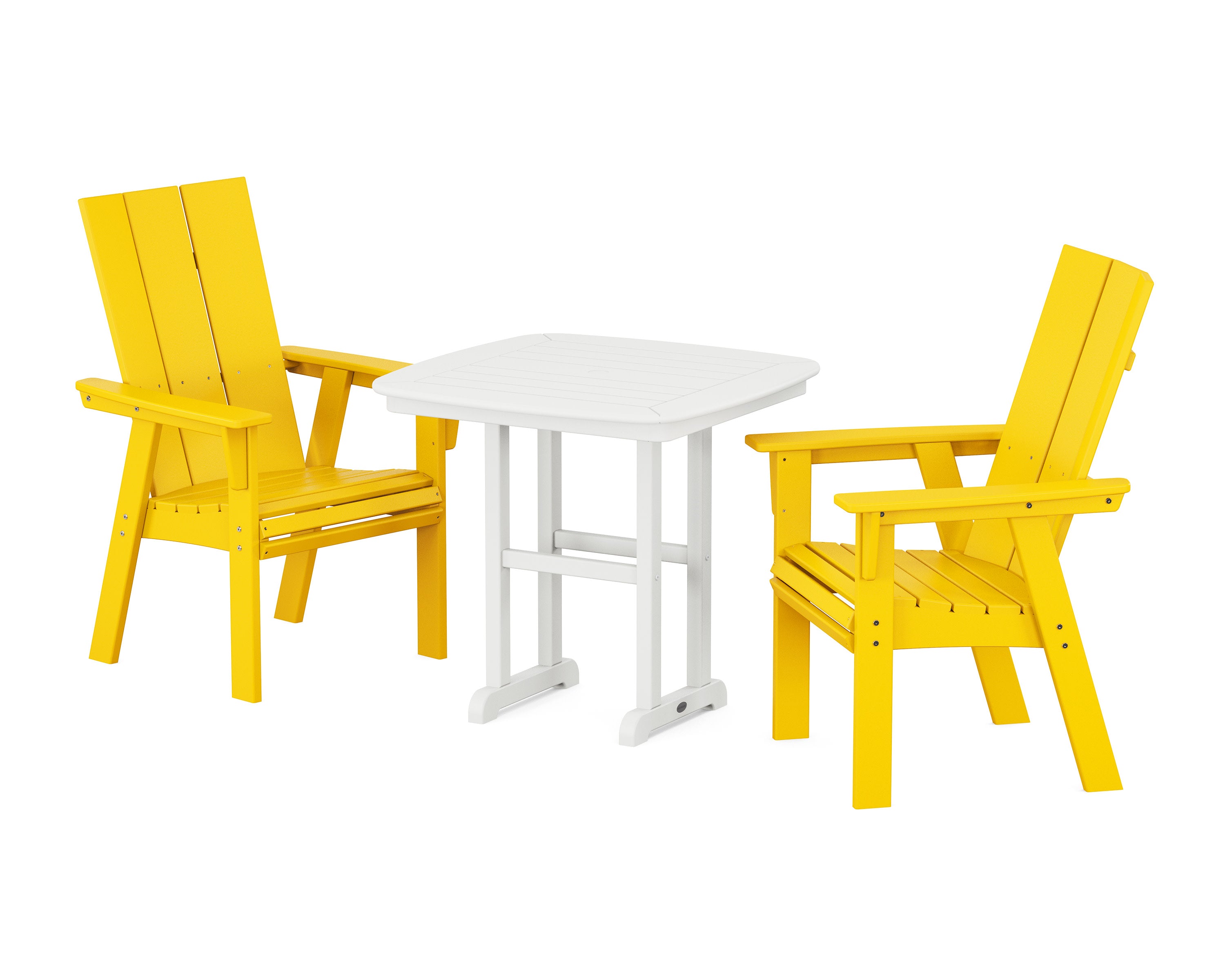 Modern Adirondack 3-Piece Dining Set in Lemon / White