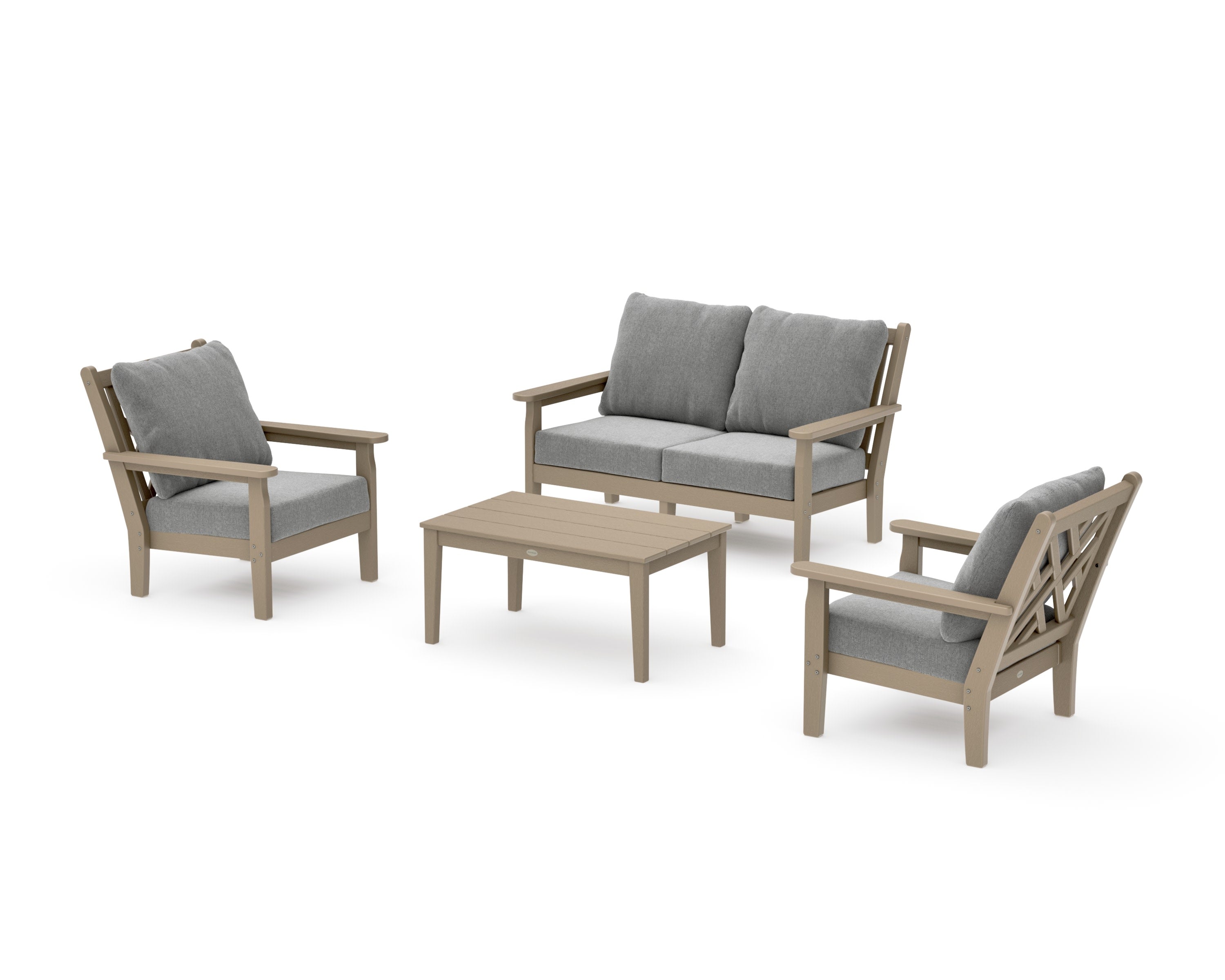 Chippendale 4-Piece Deep Seating Set with Loveseat in Vintage Sahara / Grey Mist