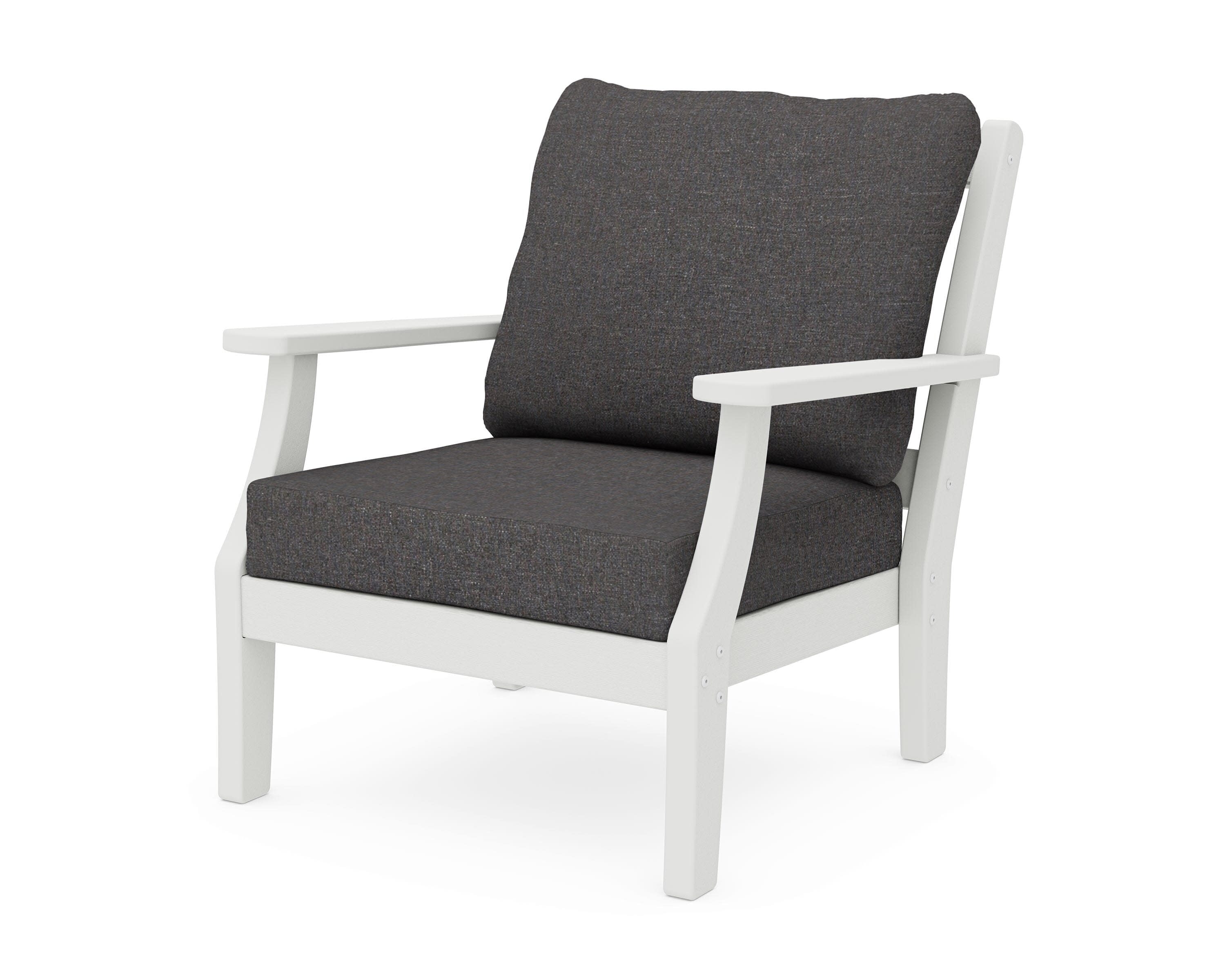 Chinoiserie Deep Seating Chair in Vintage White / Ash Charcoal