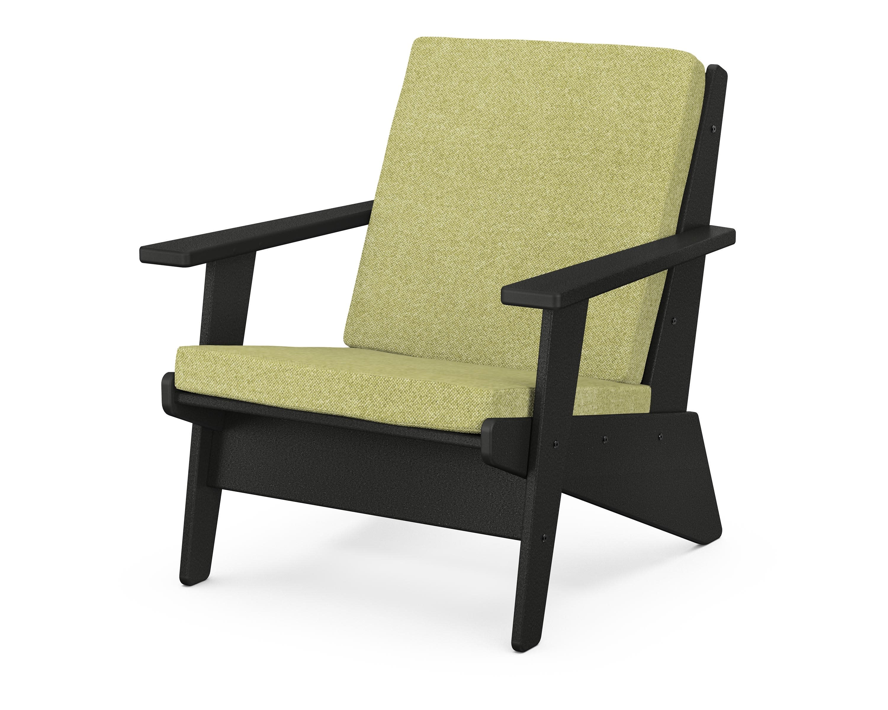 Riviera Modern Lounge Chair in Black / Chartreuse Boucle