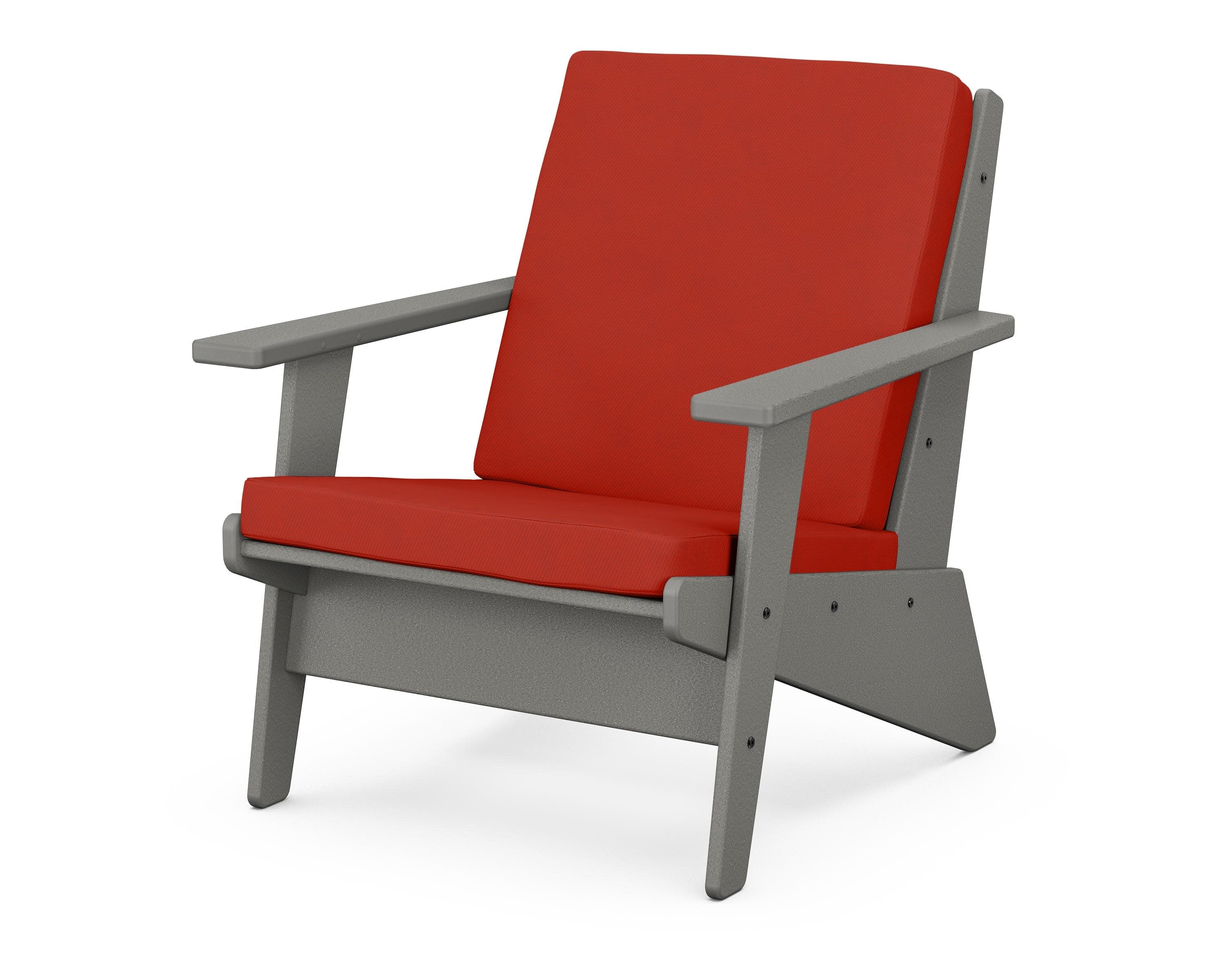 Riviera Modern Lounge Chair in Slate Grey / Canvas Jockey Red