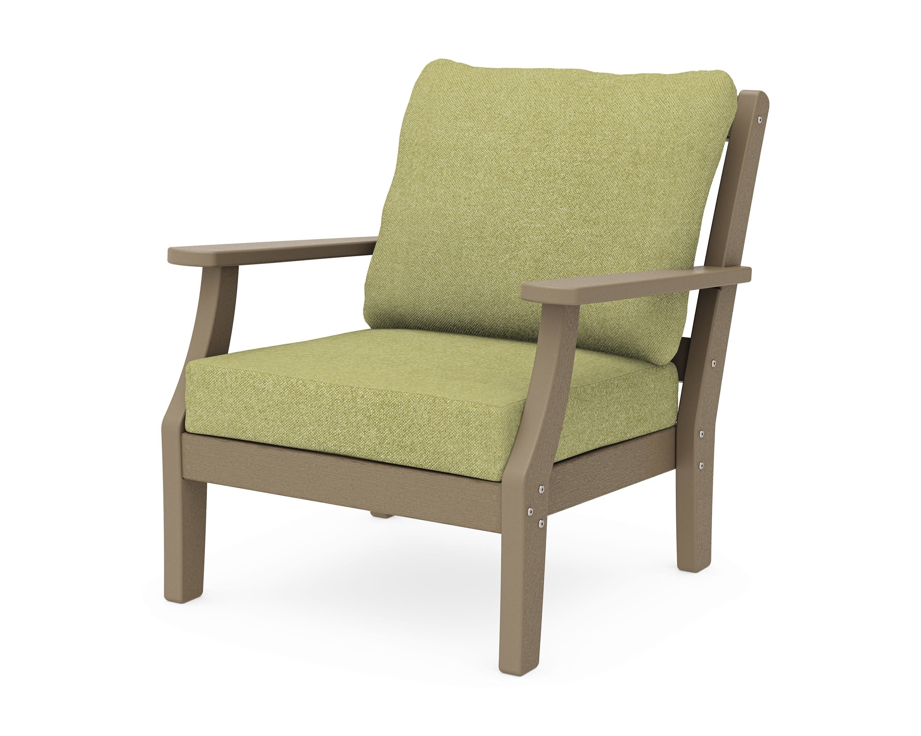 Chinoiserie Deep Seating Chair in Vintage Sahara / Chartreuse Boucle