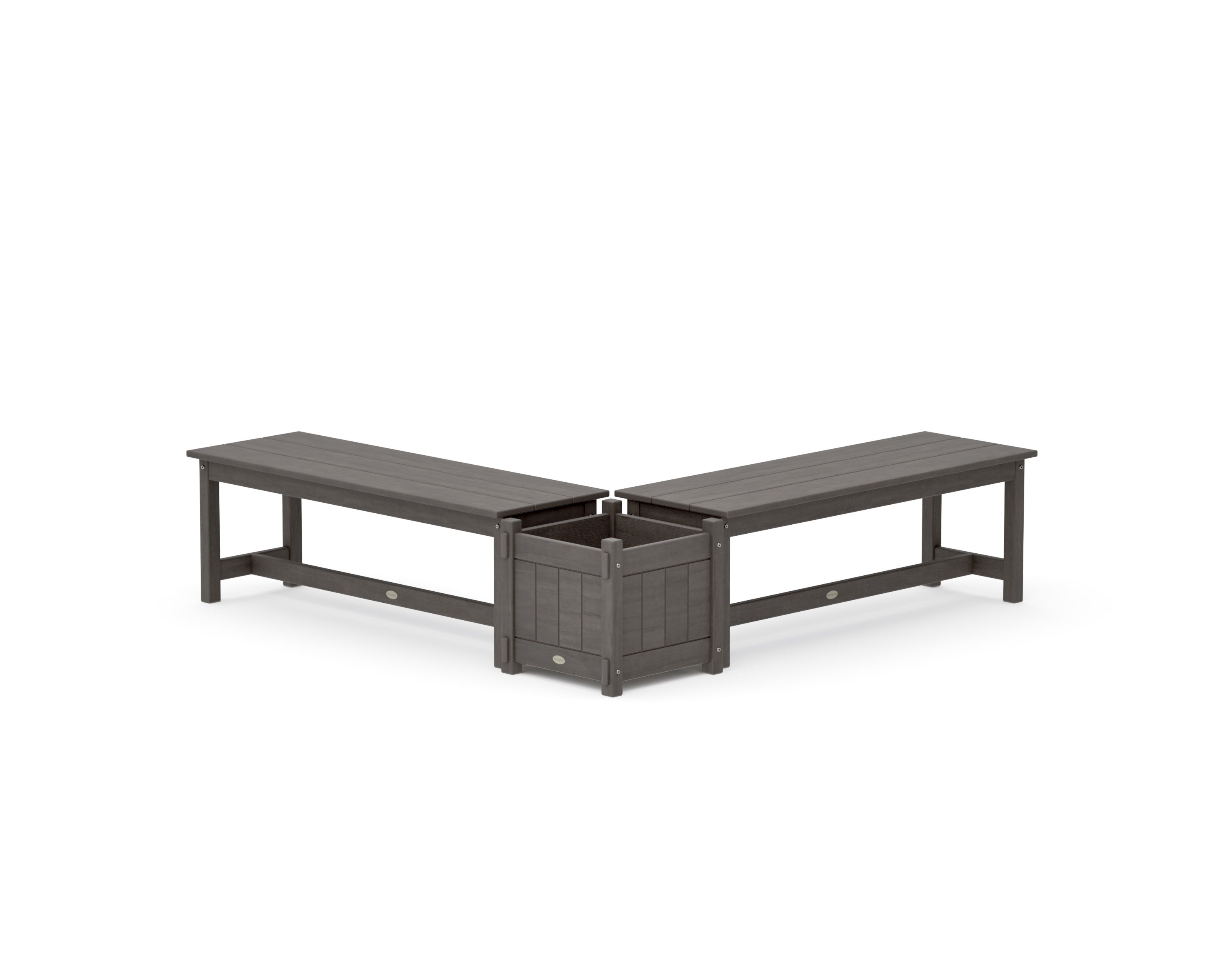 48" Vineyard L- Shaped Planter Bench Set in Driftwood