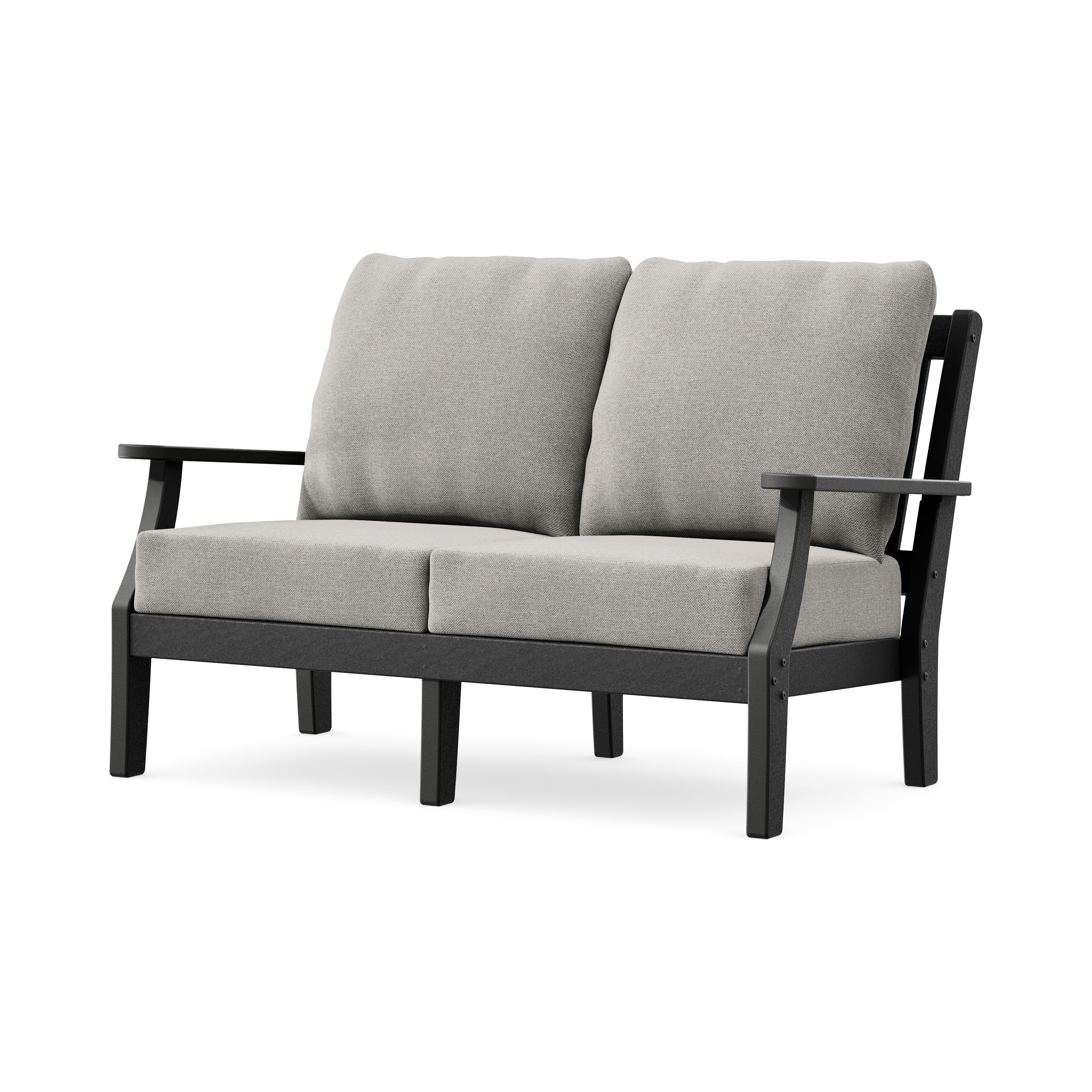 Chinoiserie Deep Seating Loveseat in Black / Weathered Tweed