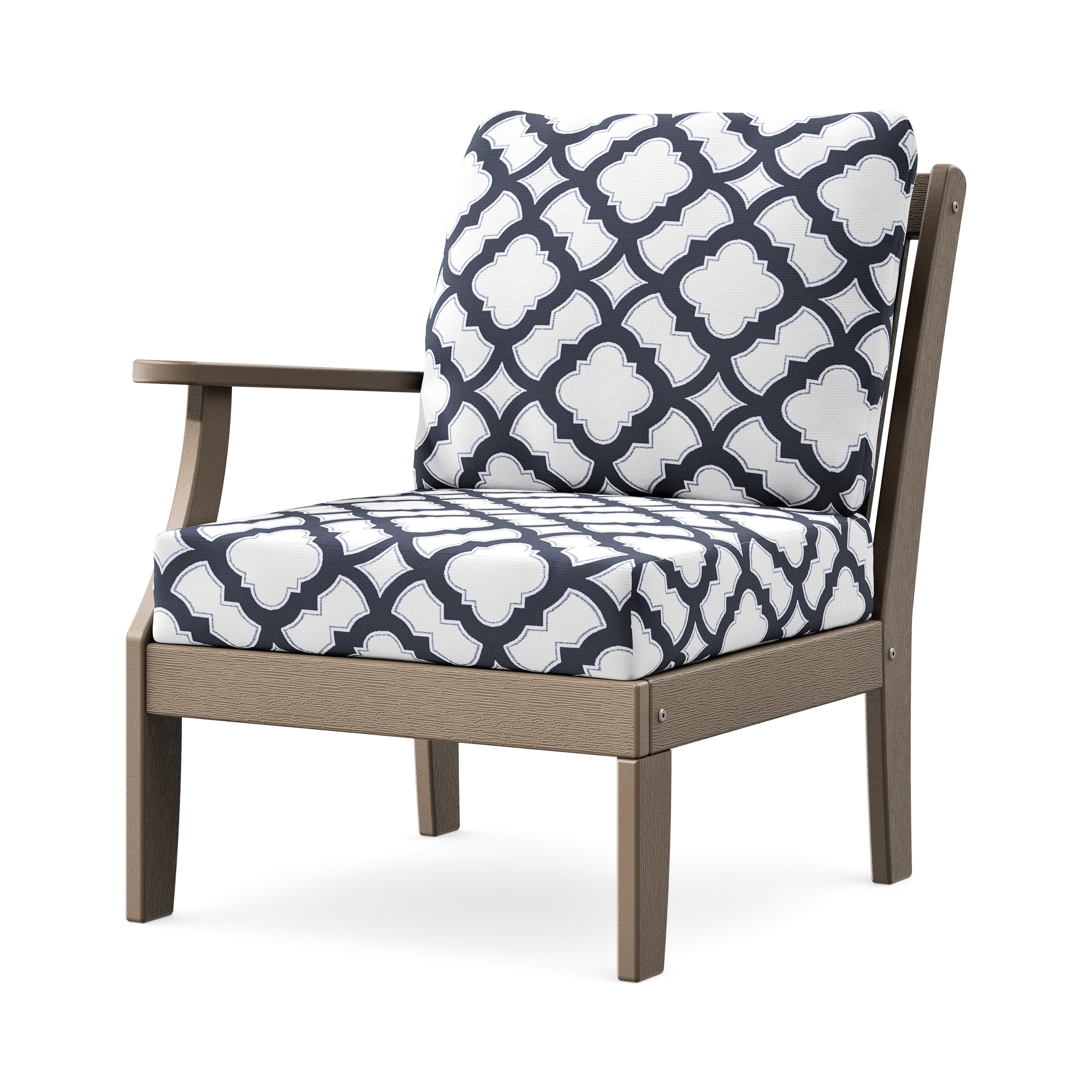 Braxton Modular Left Arm Chair in Vintage Sahara / Trellis Navy