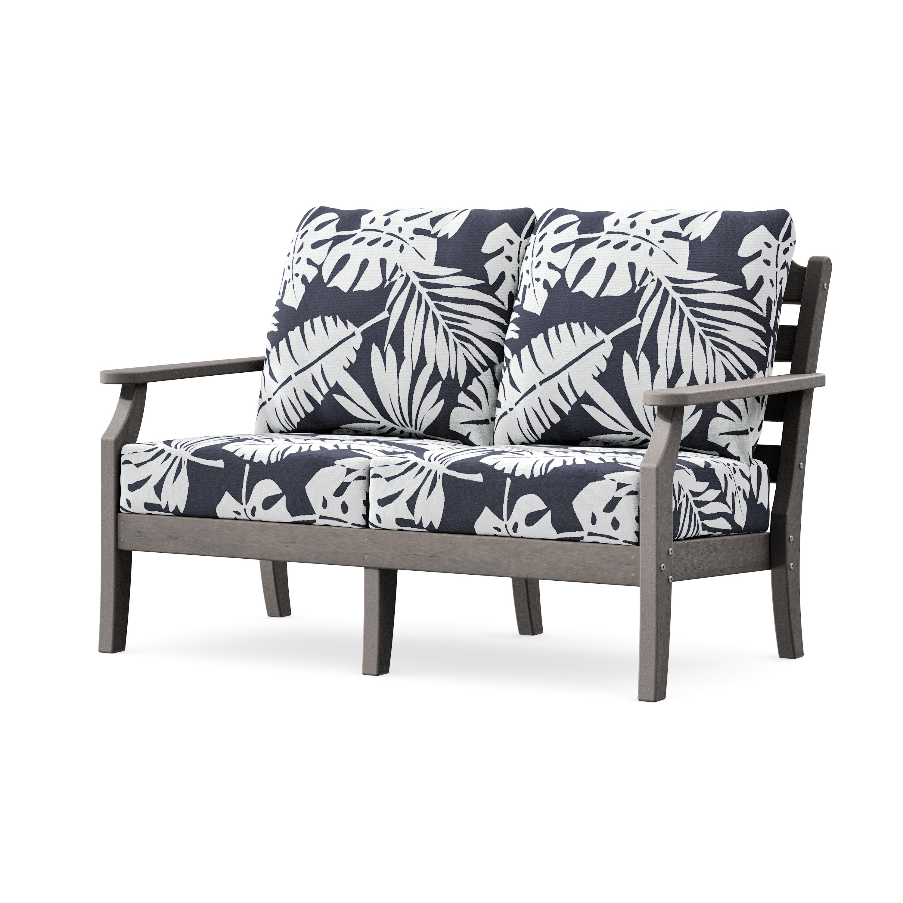 Savannah Deep Seating Loveseat in Driftwood / Leaf Navy