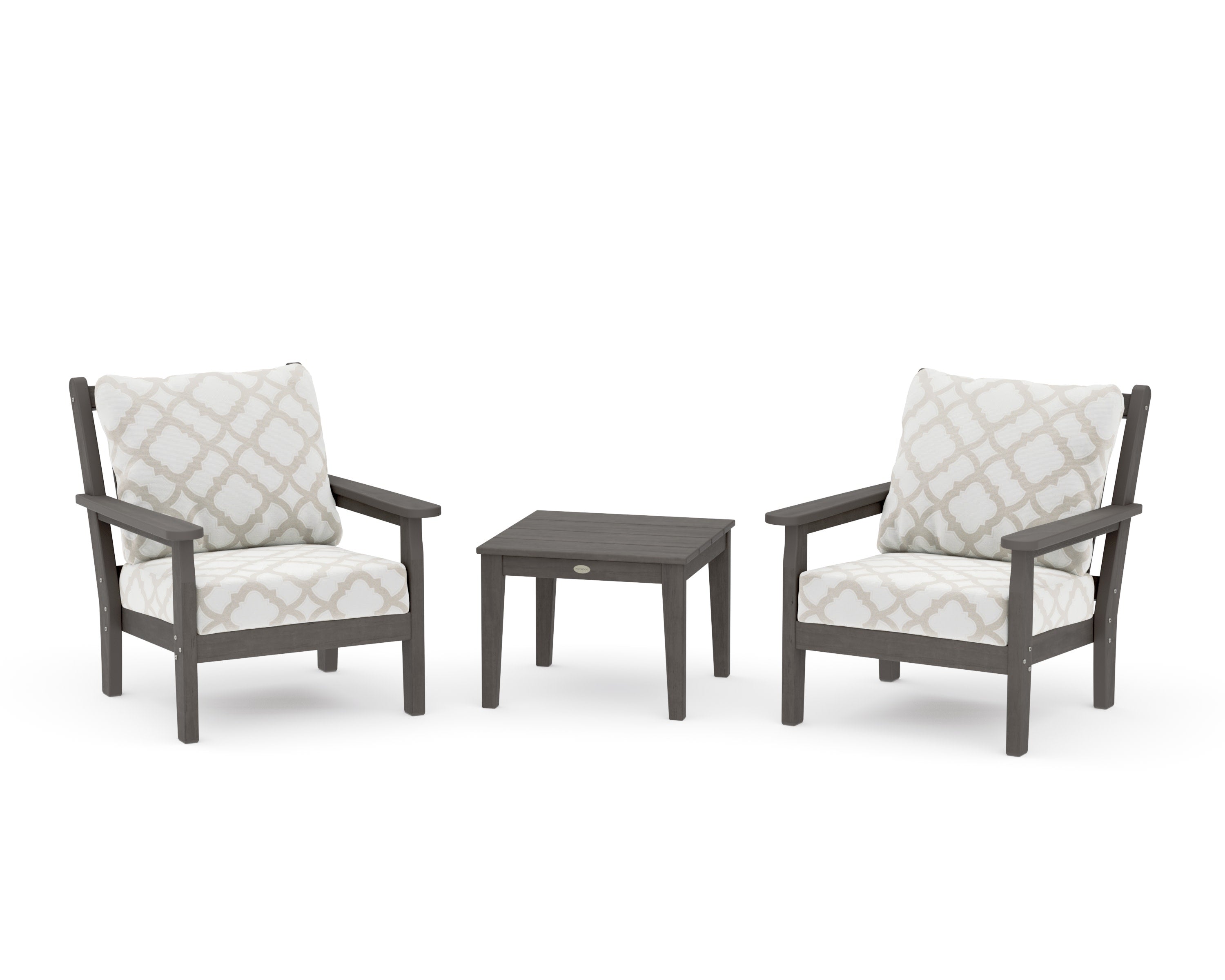 Chippendale 3-Piece Deep Seating Set in Driftwood / Trellis Dune Burlap