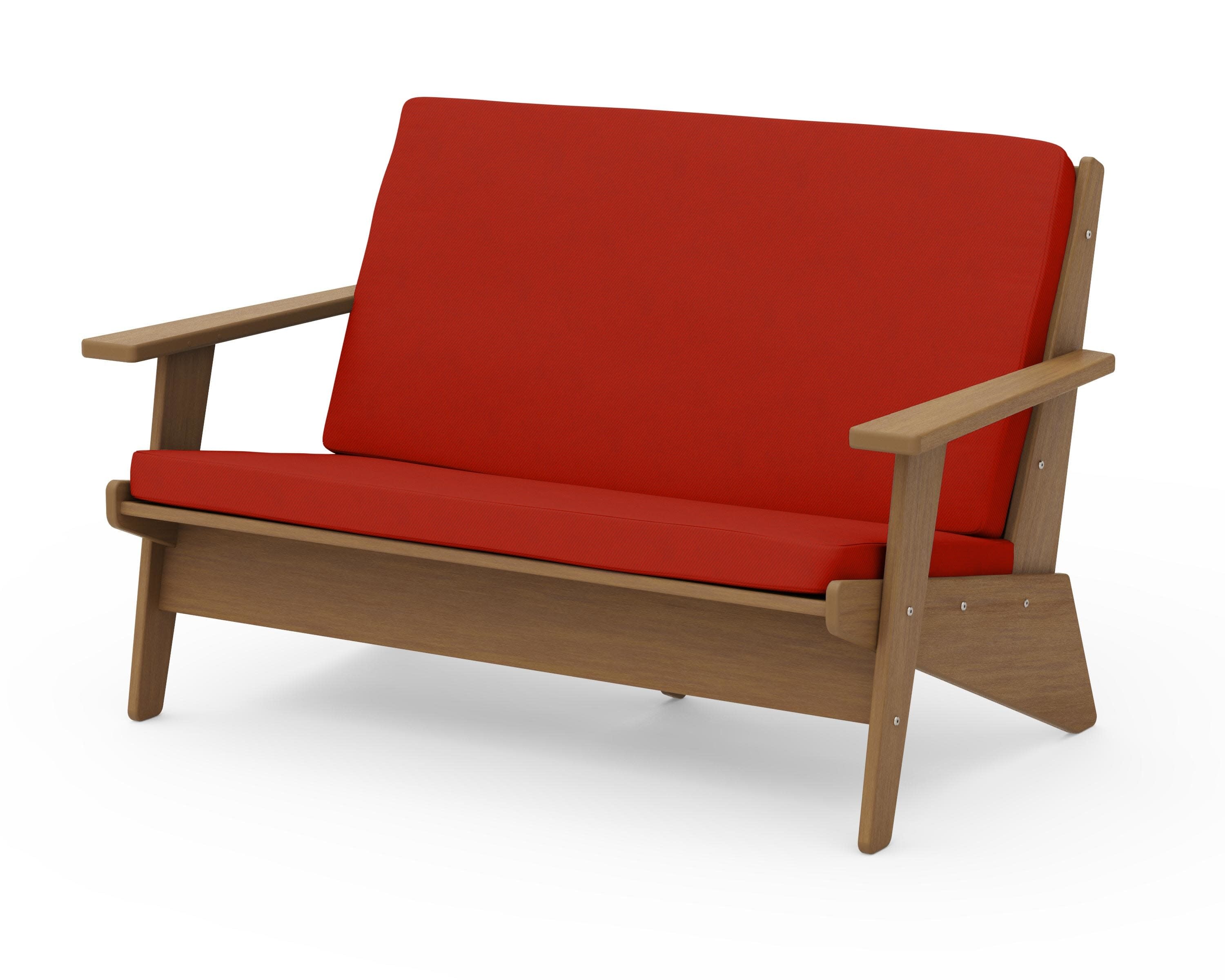 Riviera Modern Lounge Loveseat in Natural / Canvas Jockey Red