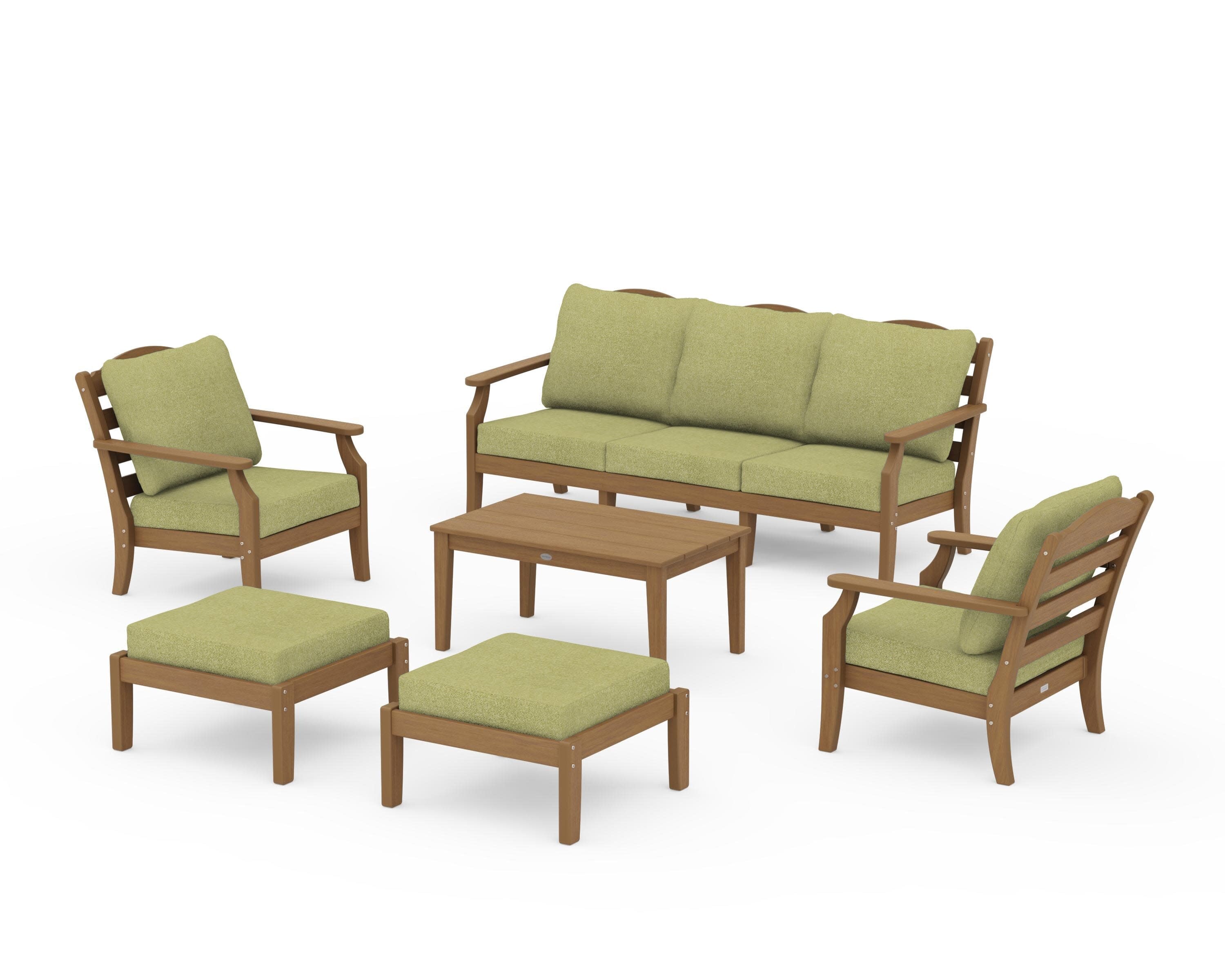 Savannah 6-Piece Lounge Sofa Set in Natural / Chartreuse Boucle