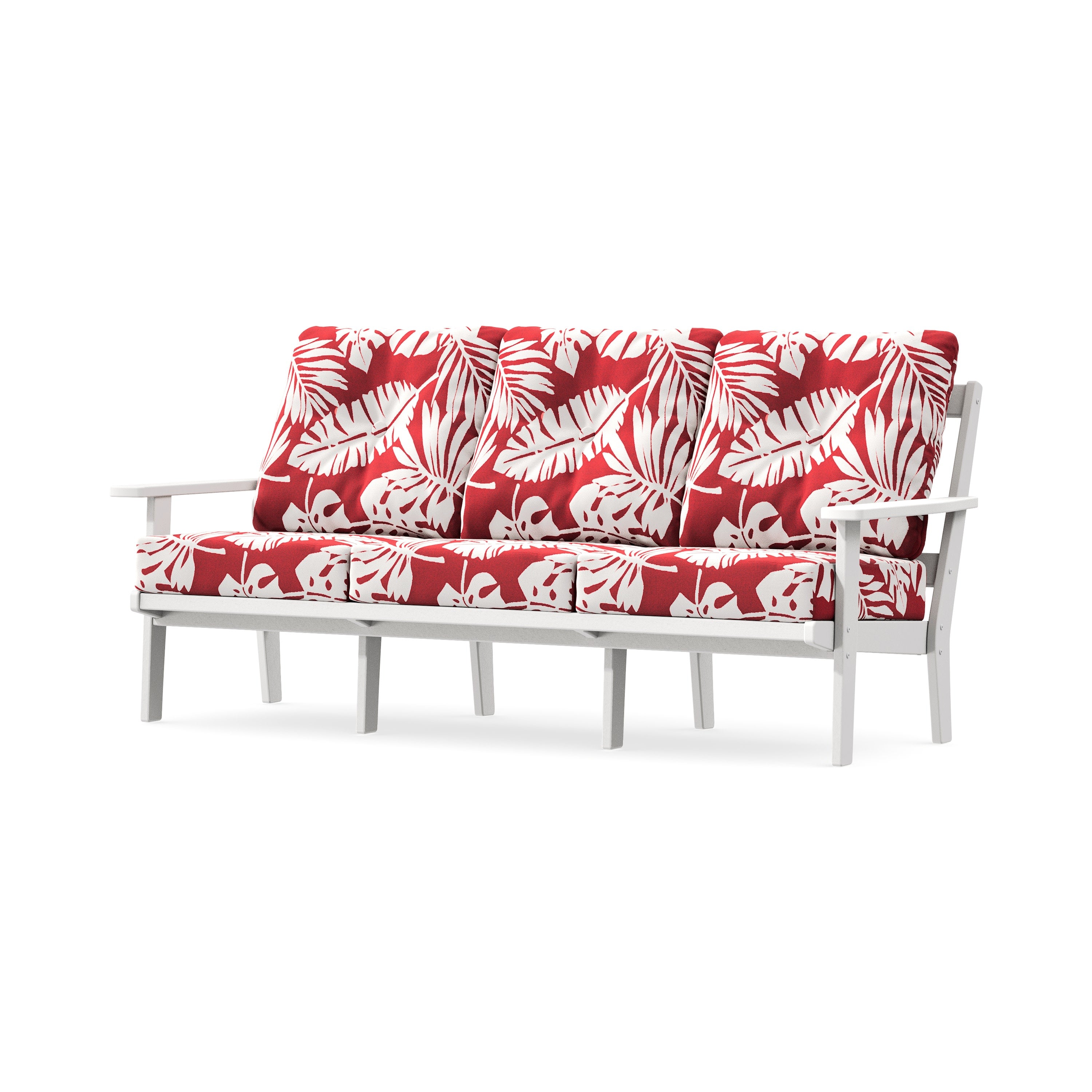 PrairieDeep Seating Sofa in White / Leaf Crimson