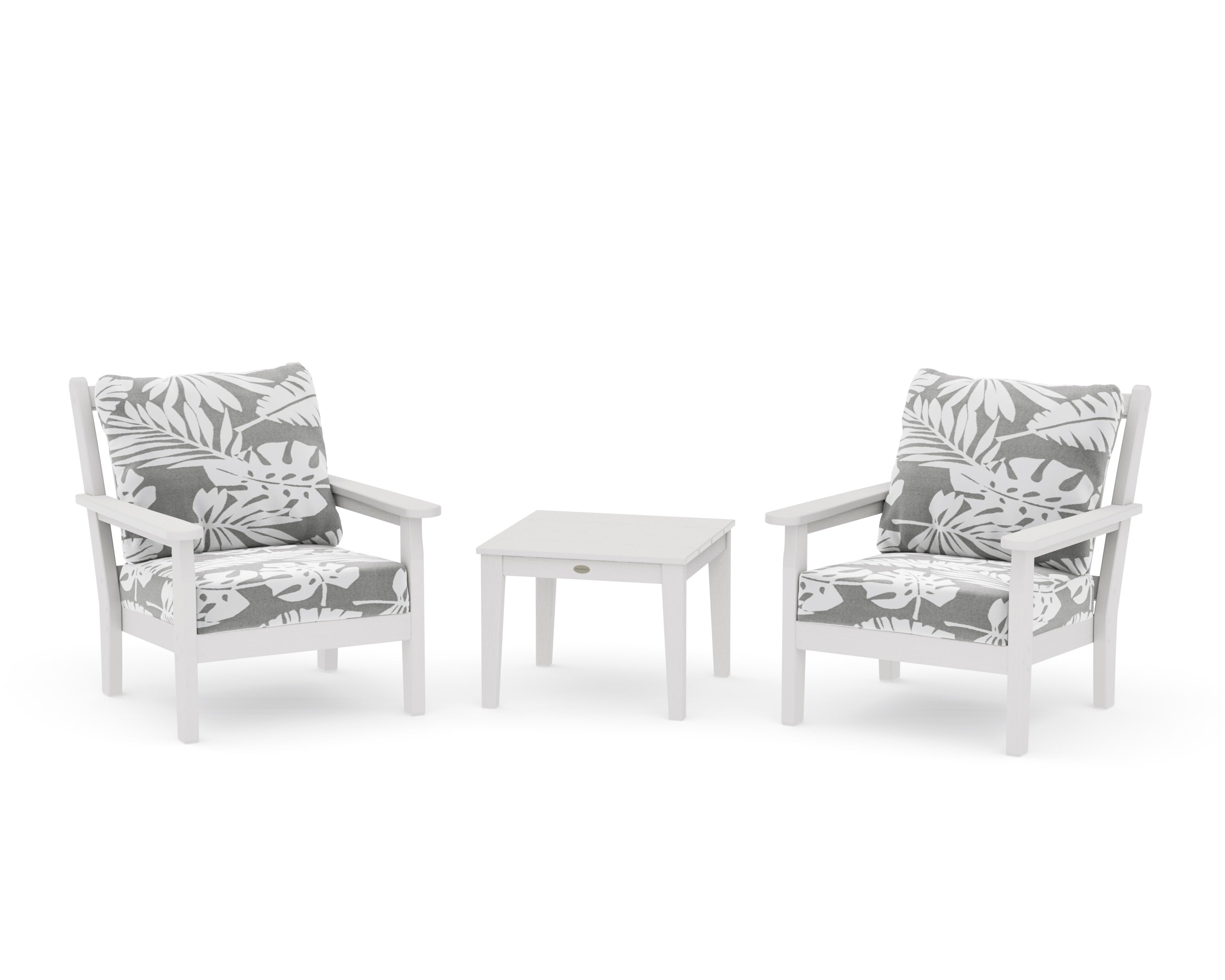 Chippendale 3-Piece Deep Seating Set in Vintage White / Leaf Grey Mist