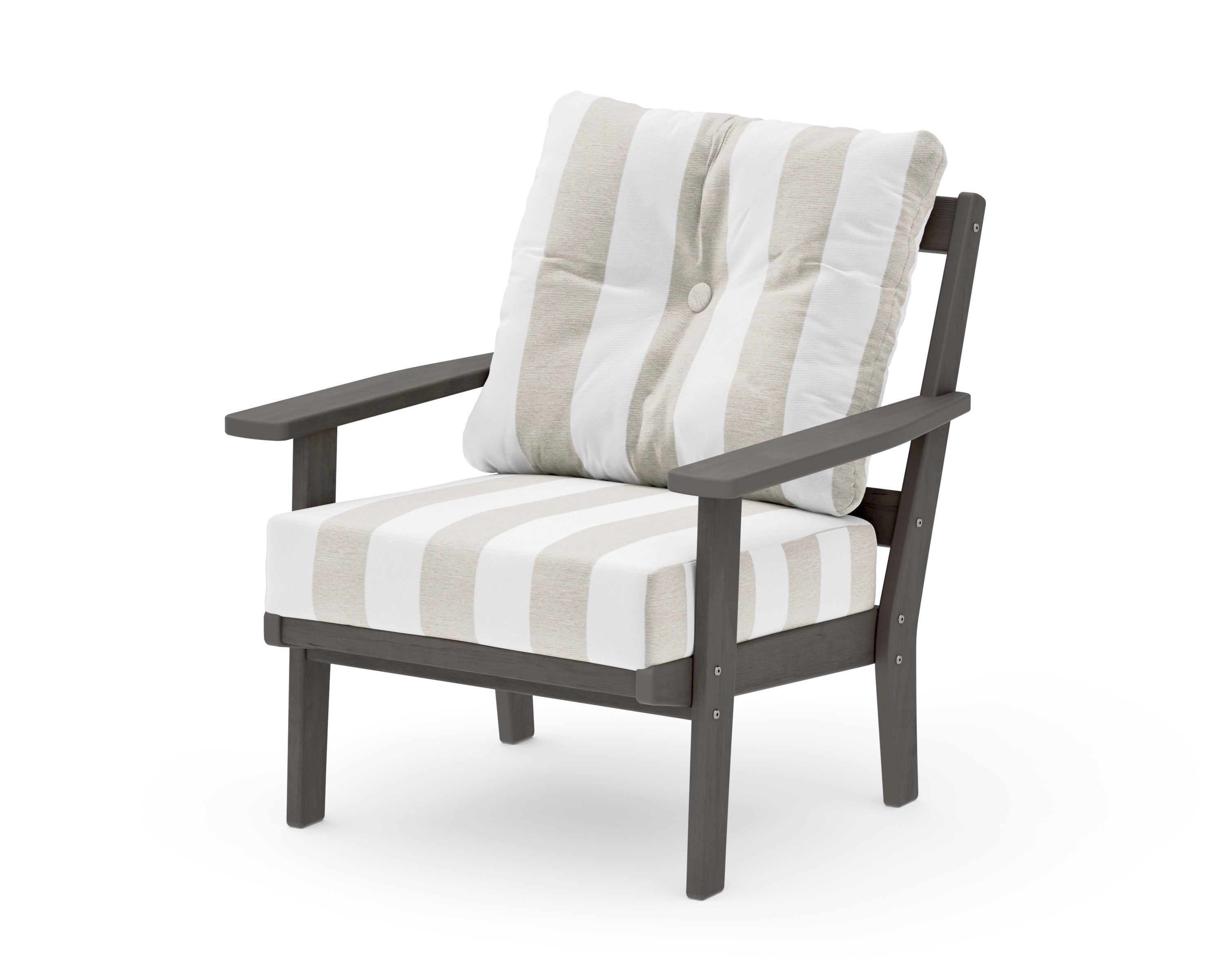 Oxford Deep Seating Chair in Driftwood / Cabana Stripe Dune Burlap