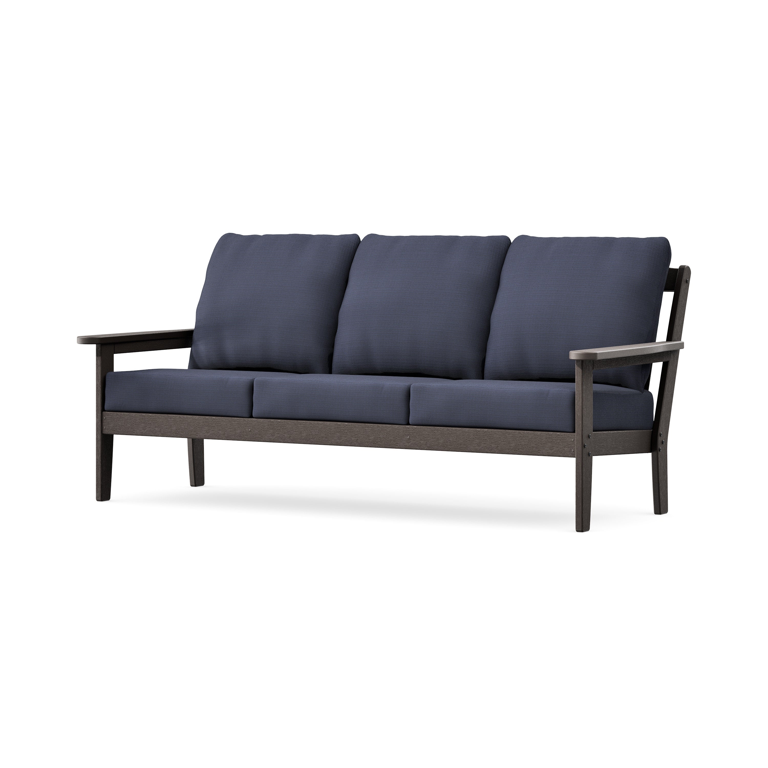 Cottage Deep Seating Sofa in Vintage Coffee / Navy Linen
