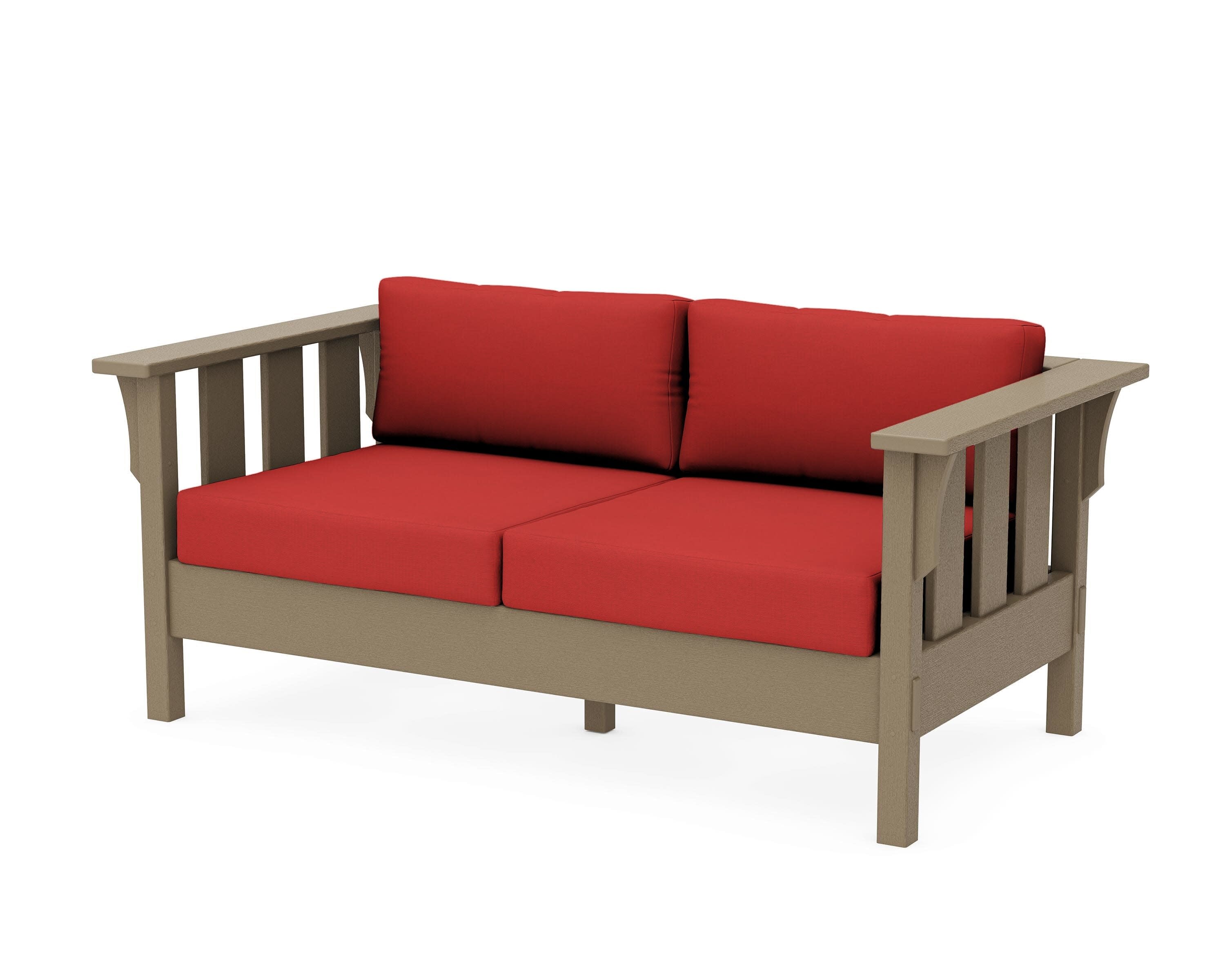 Acadia Deep Seating Loveseat in Vintage Sahara / Crimson Linen