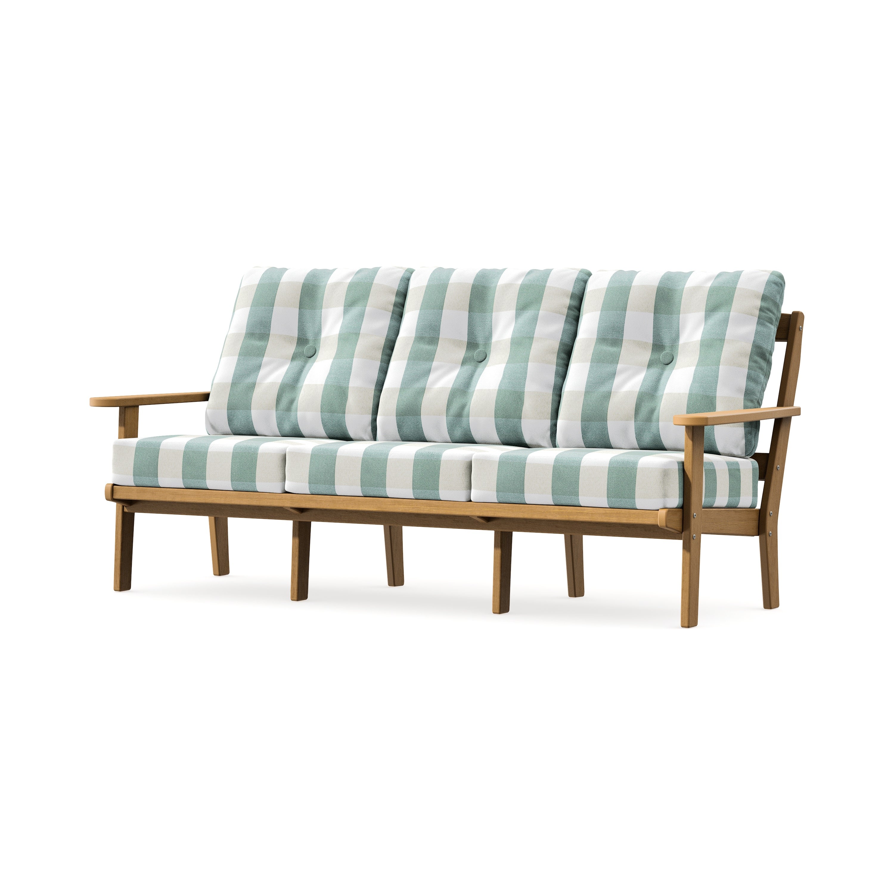 Mission Deep Seating Sofa in Natural / Buffalo Plaid Glacier Spa