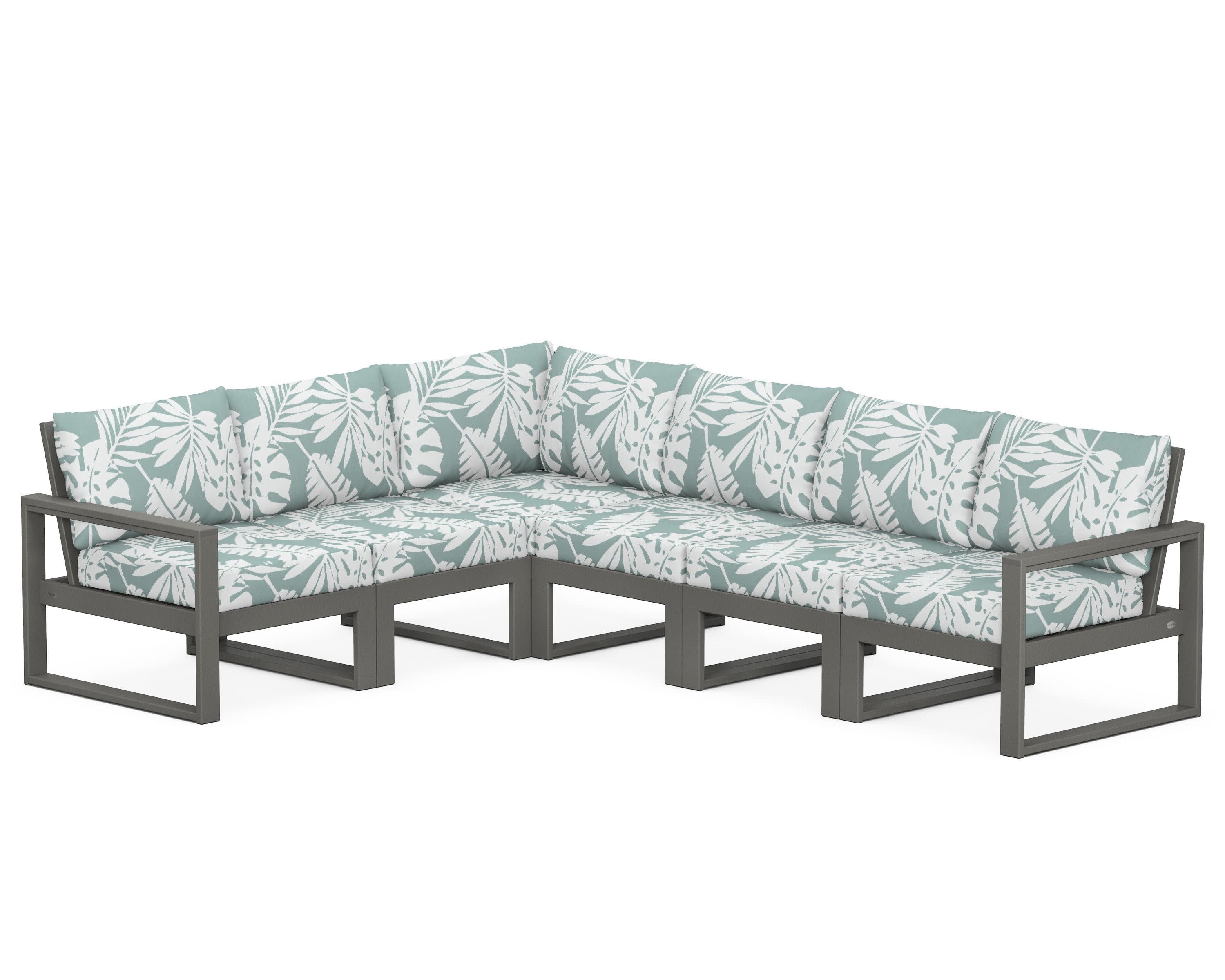 EDGE 6-Piece Modular Deep Seating Set in Slate Grey / Leaf Glacier Spa