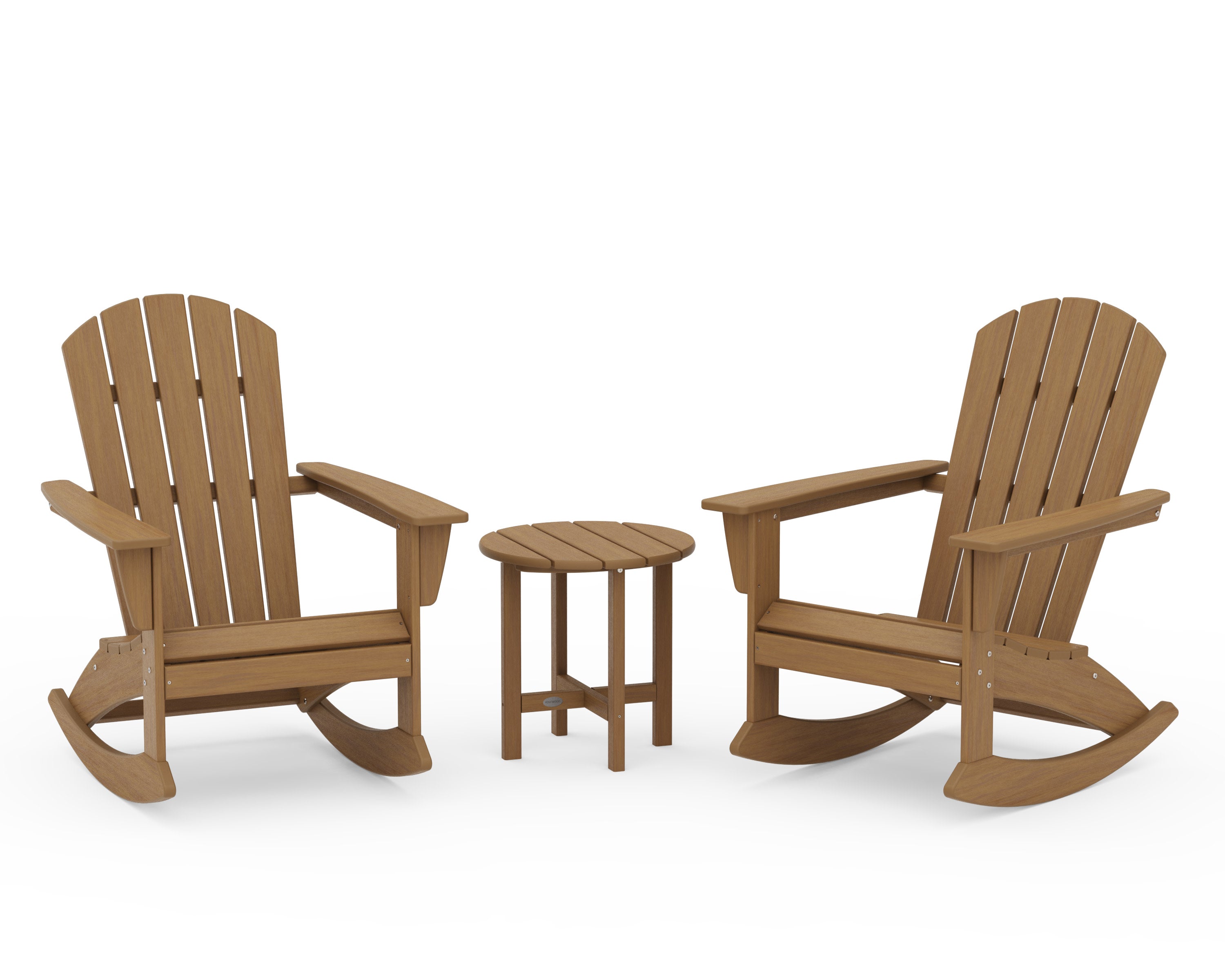 Nautical 3-Piece Adirondack Rocking Chair Set in Natural
