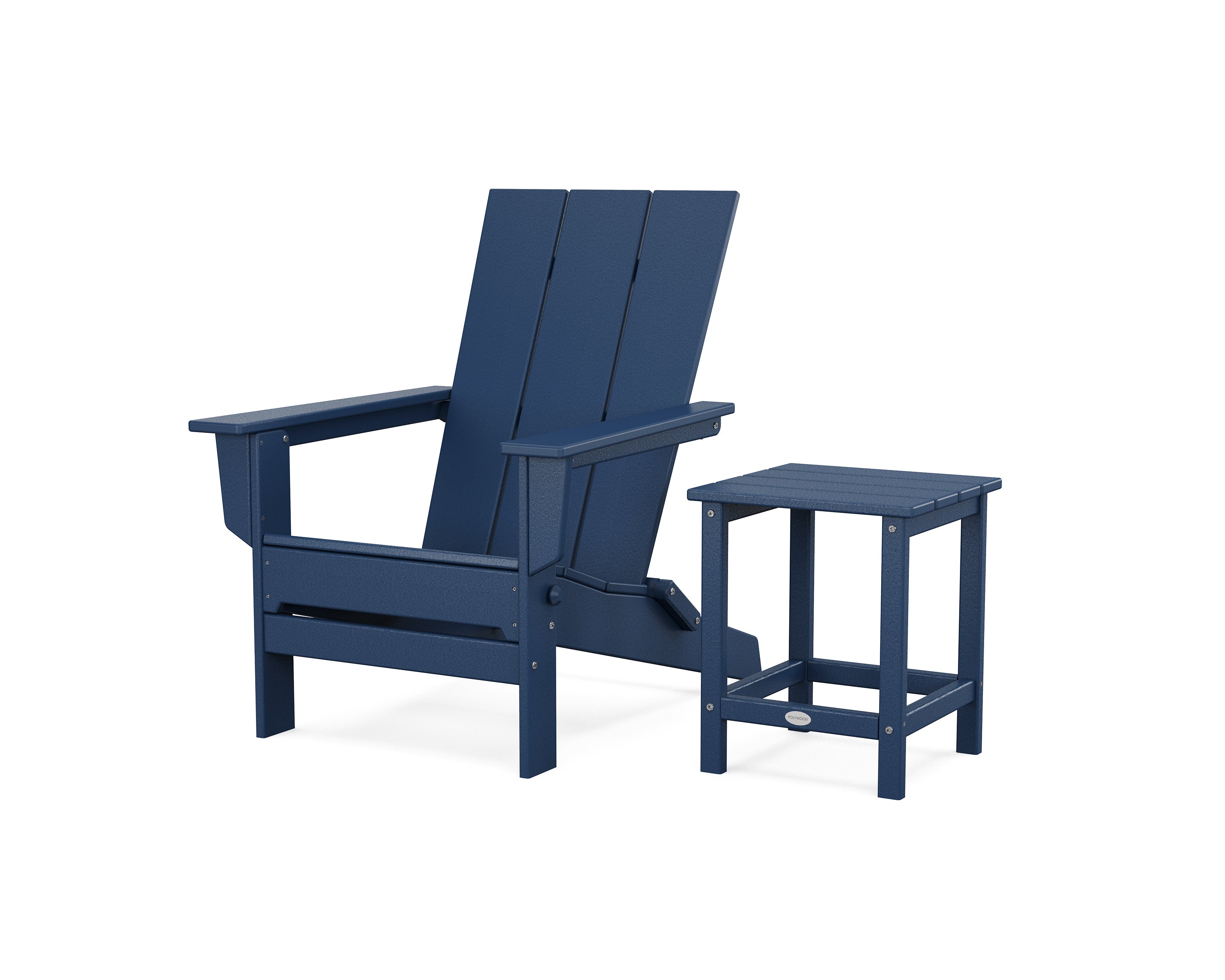 Modern Studio Folding Adirondack Chair with Side Table in Navy