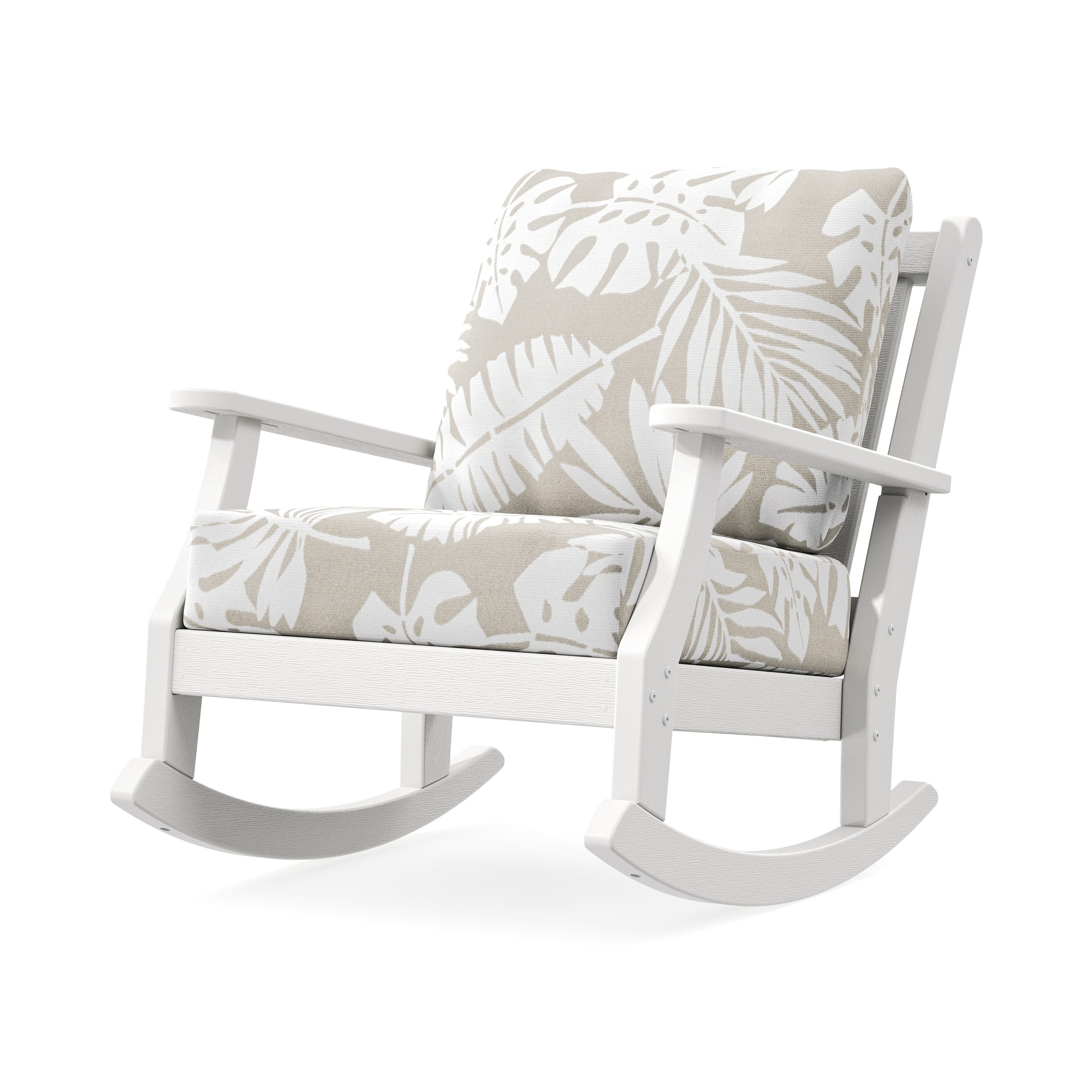 Wovendale Deep Seating Rocking Chair in Vintage White / Leaf Dune Burlap