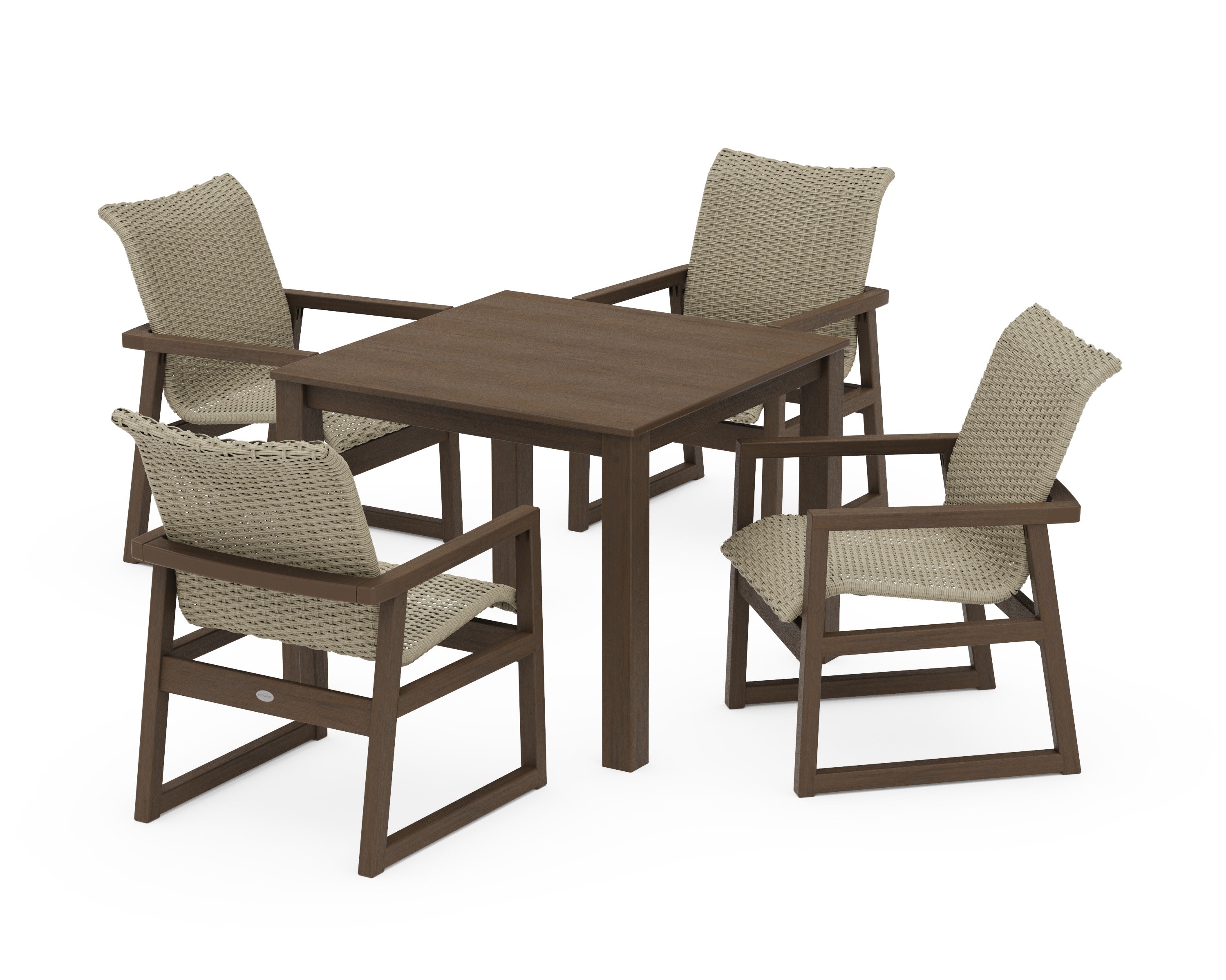 EDGE Woven 5-Piece Parsons Dining Set in Kona / Dune Grass