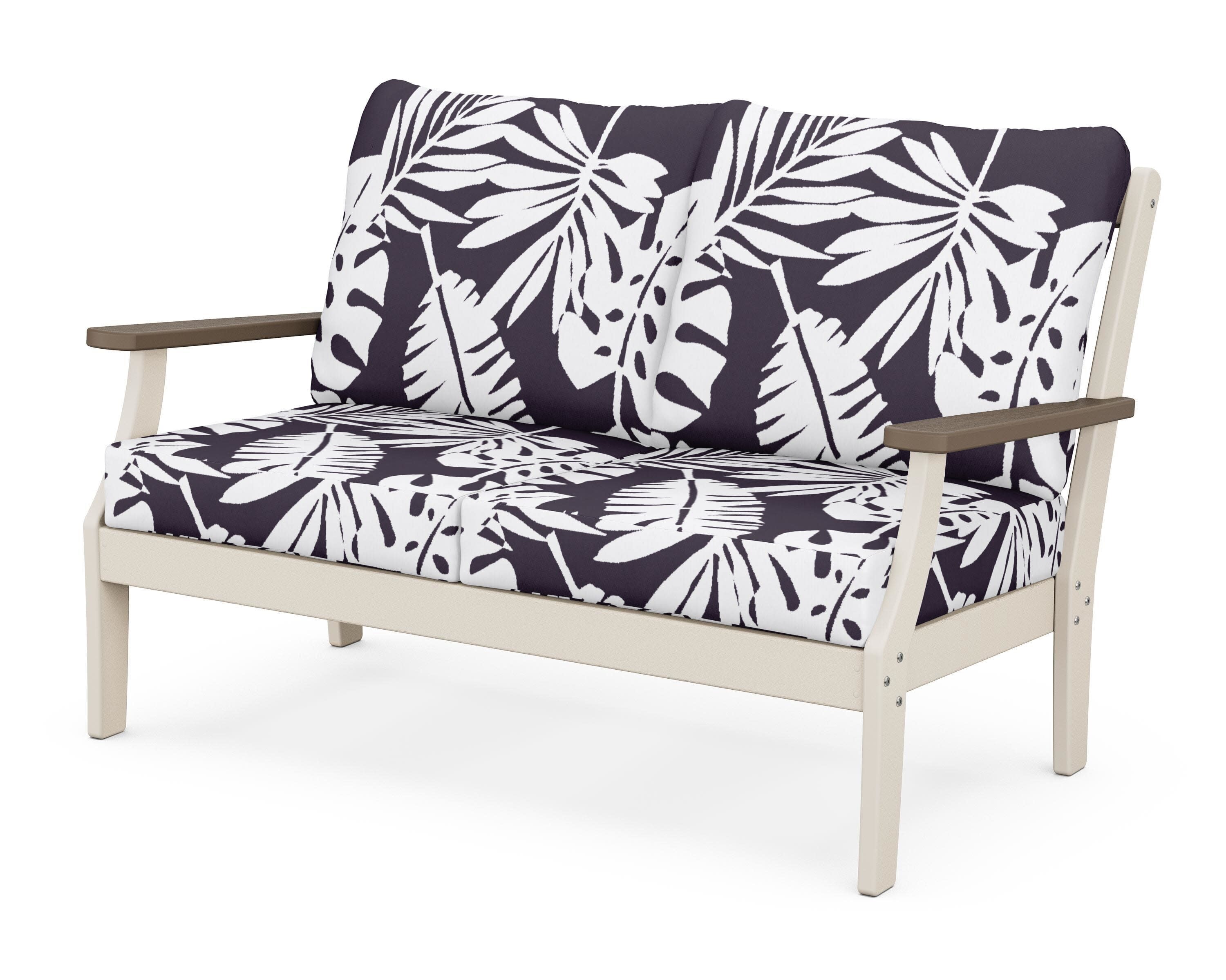 Braxton Deep Seating Loveseat in Sand / Kona / Leaf Navy