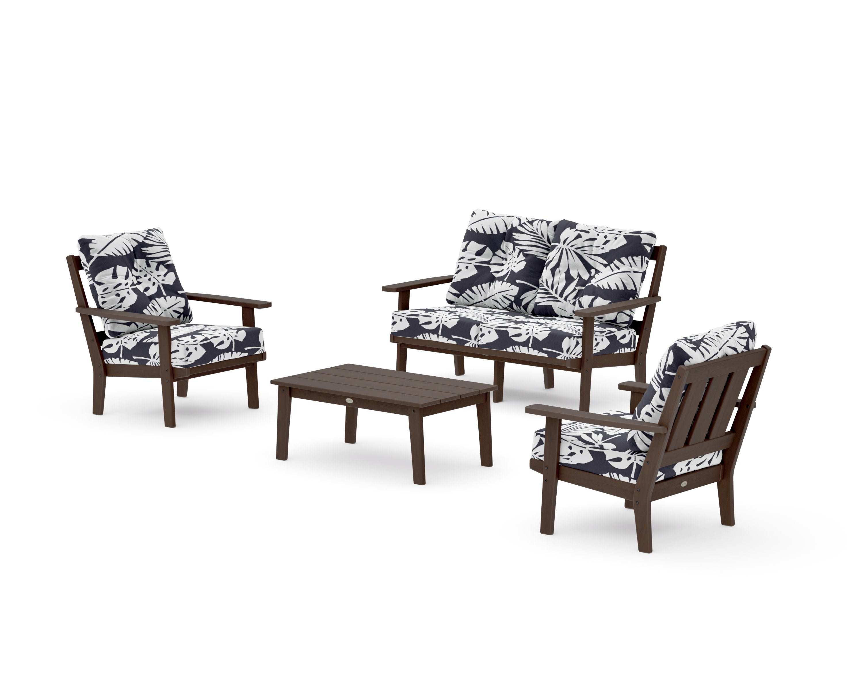Oxford 4-Piece Deep Seating Set with Loveseat in Kona / Leaf Navy