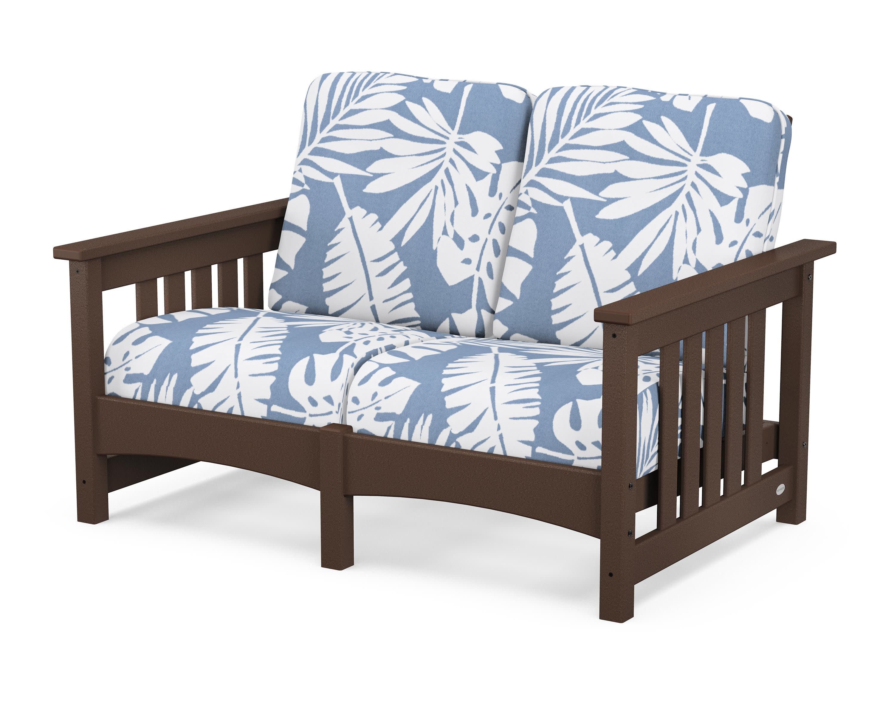 Club Mission Loveseat in Mahogany / Leaf Sky Blue
