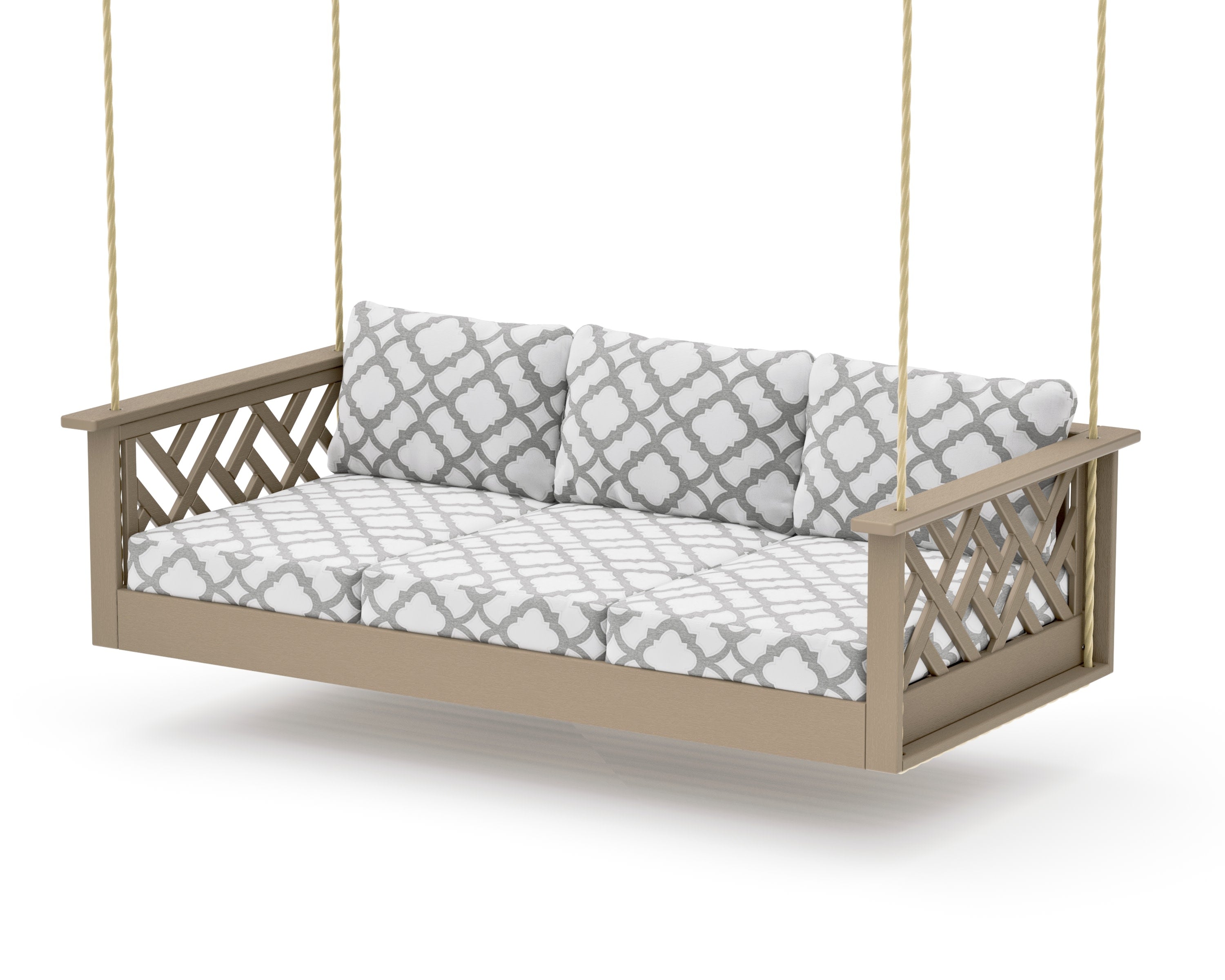 Chippendale Daybed Swing in Vintage Sahara / Trellis Grey Mist