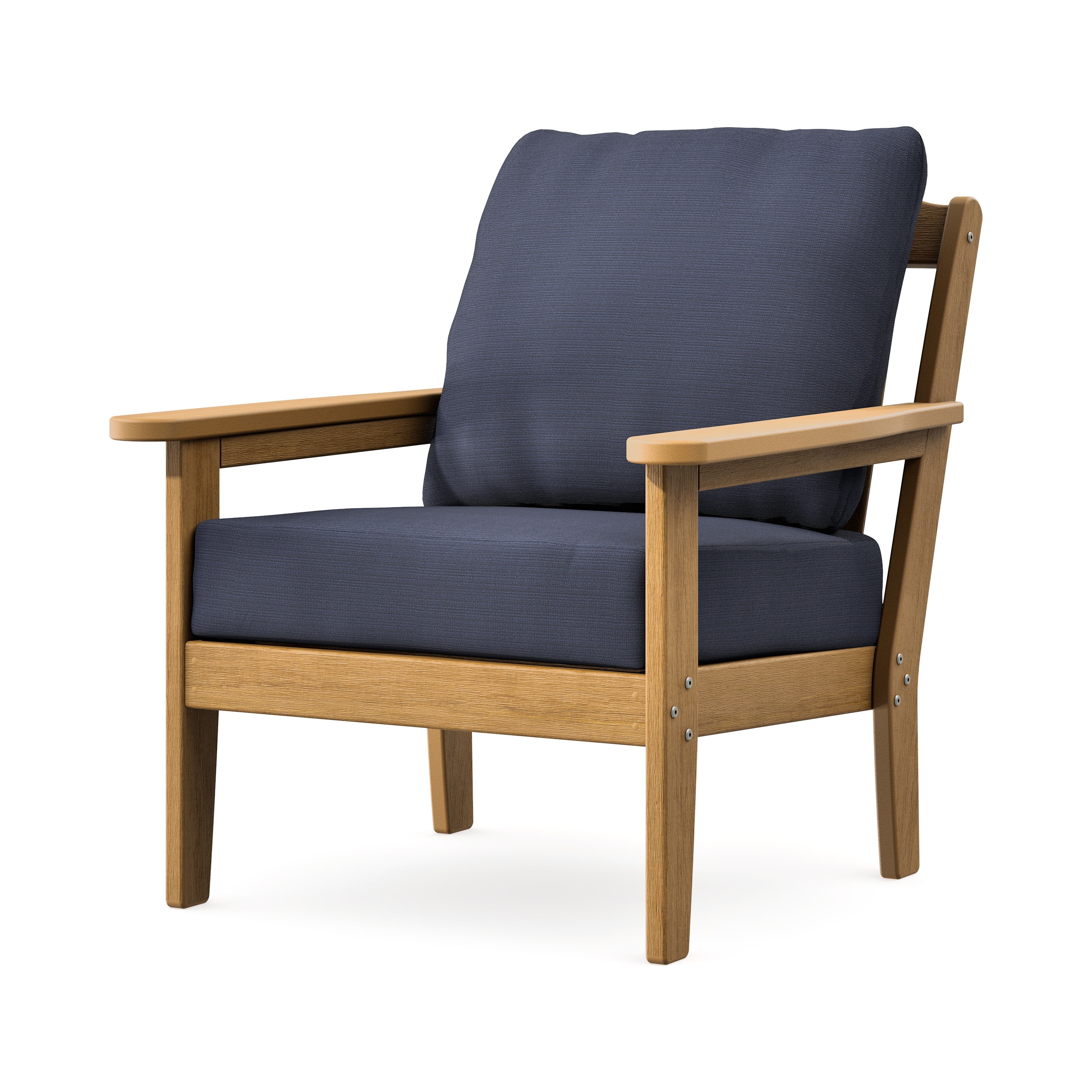 Cottage Deep Seating Chair in Natural / Navy Linen