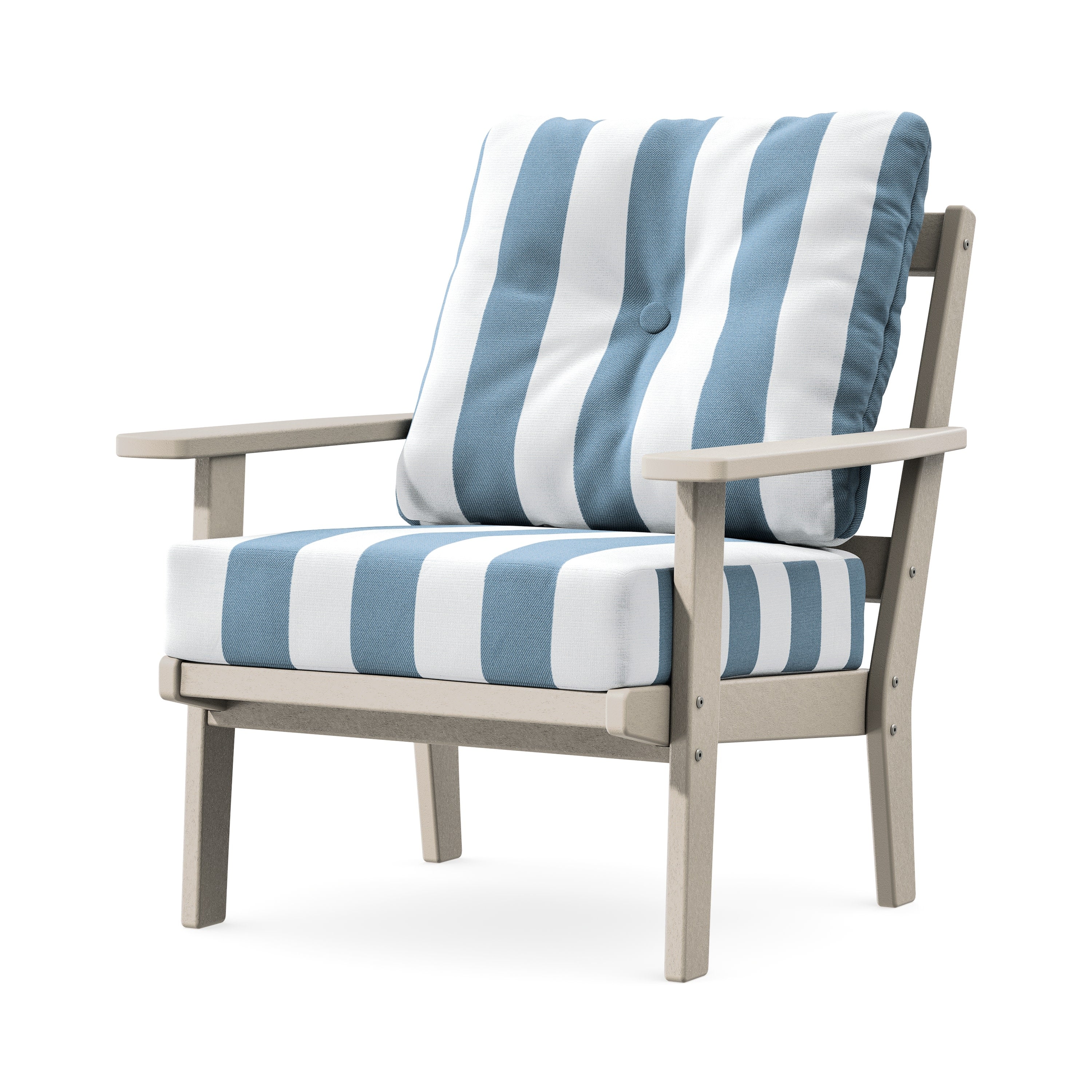 Prairie Deep Seating Chair in Sand / Cabana Stripe Sky Blue