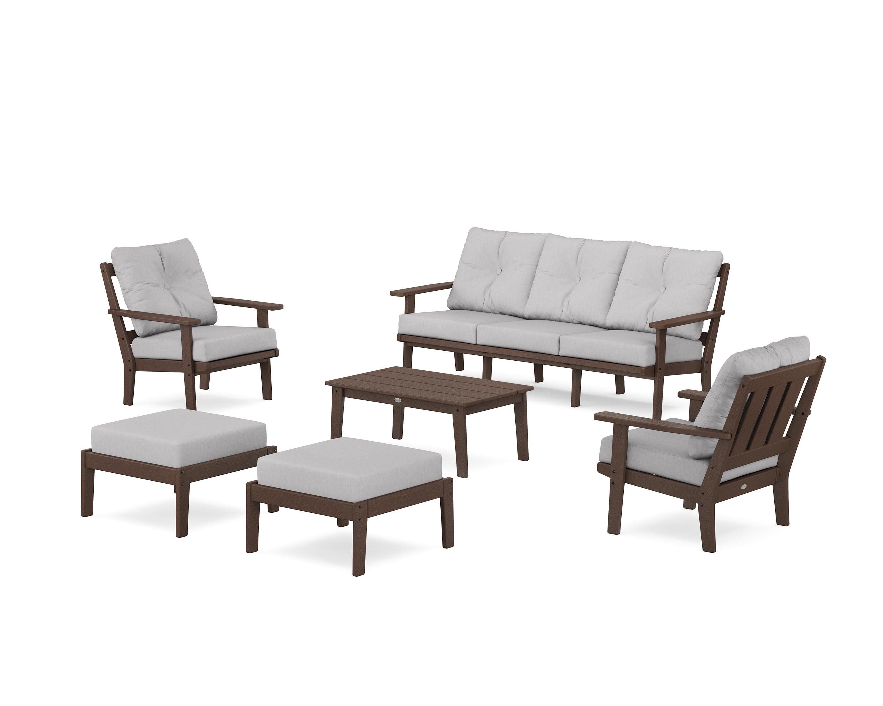 Oxford 6-Piece Lounge Sofa Set in Mahogany / Granite